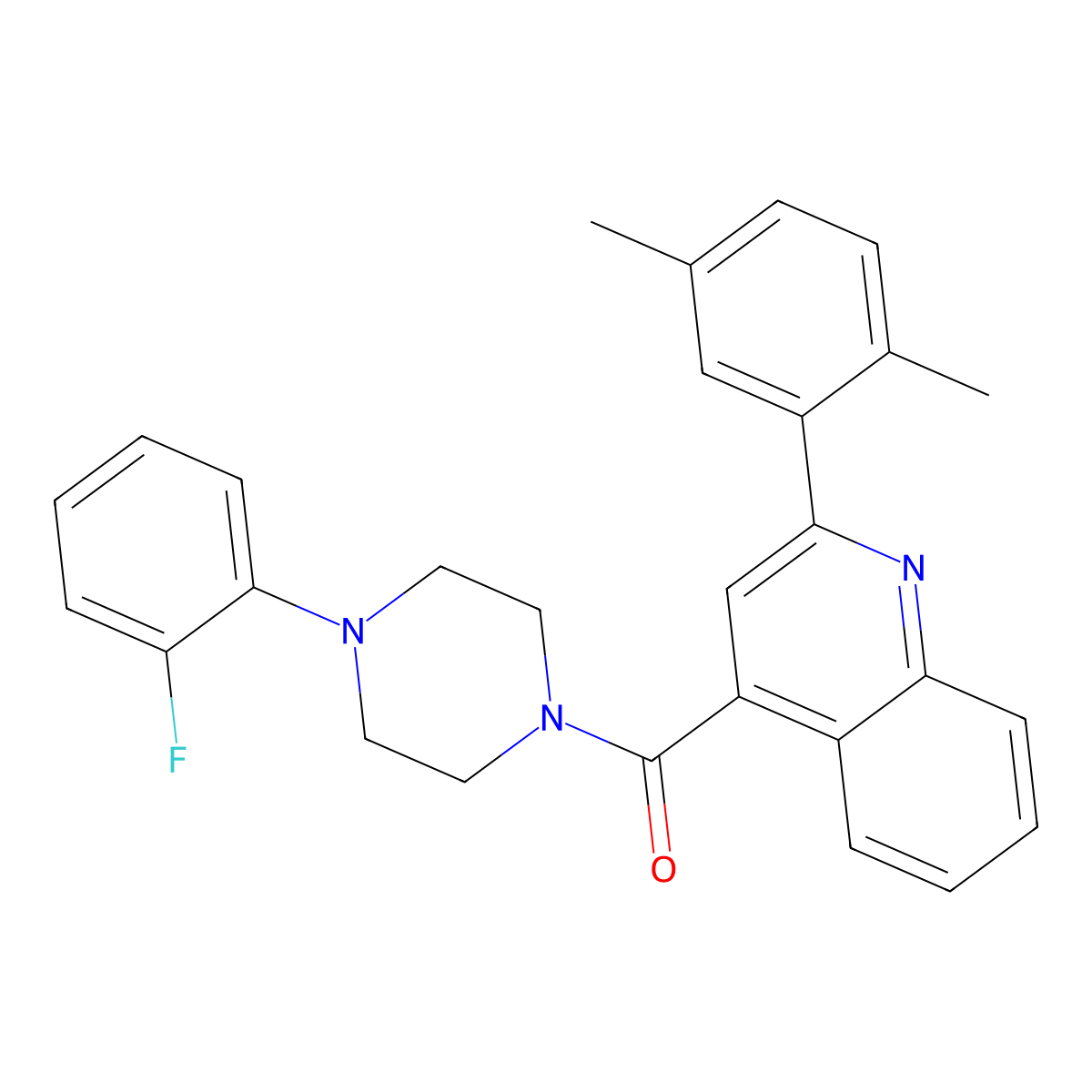 [2-(2,5-Dimethylphenyl)quinolin-4-yl]-[4-(2-fluorophenyl)piperazin-1-yl]methanone molecular structure, CAS 438532-55-9