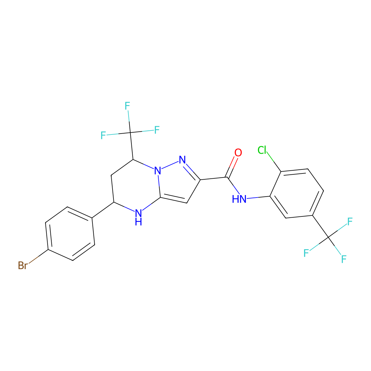 5-(4-bromophenyl)-N-[2-chloro-5-(trifluoromethyl)phenyl]-7-(trifluoromethyl)-4,5,6,7-tetrahydropyrazolo[1,5-a]pyrimidine-2-carboxamide molecular structure, CAS 438532-65-1