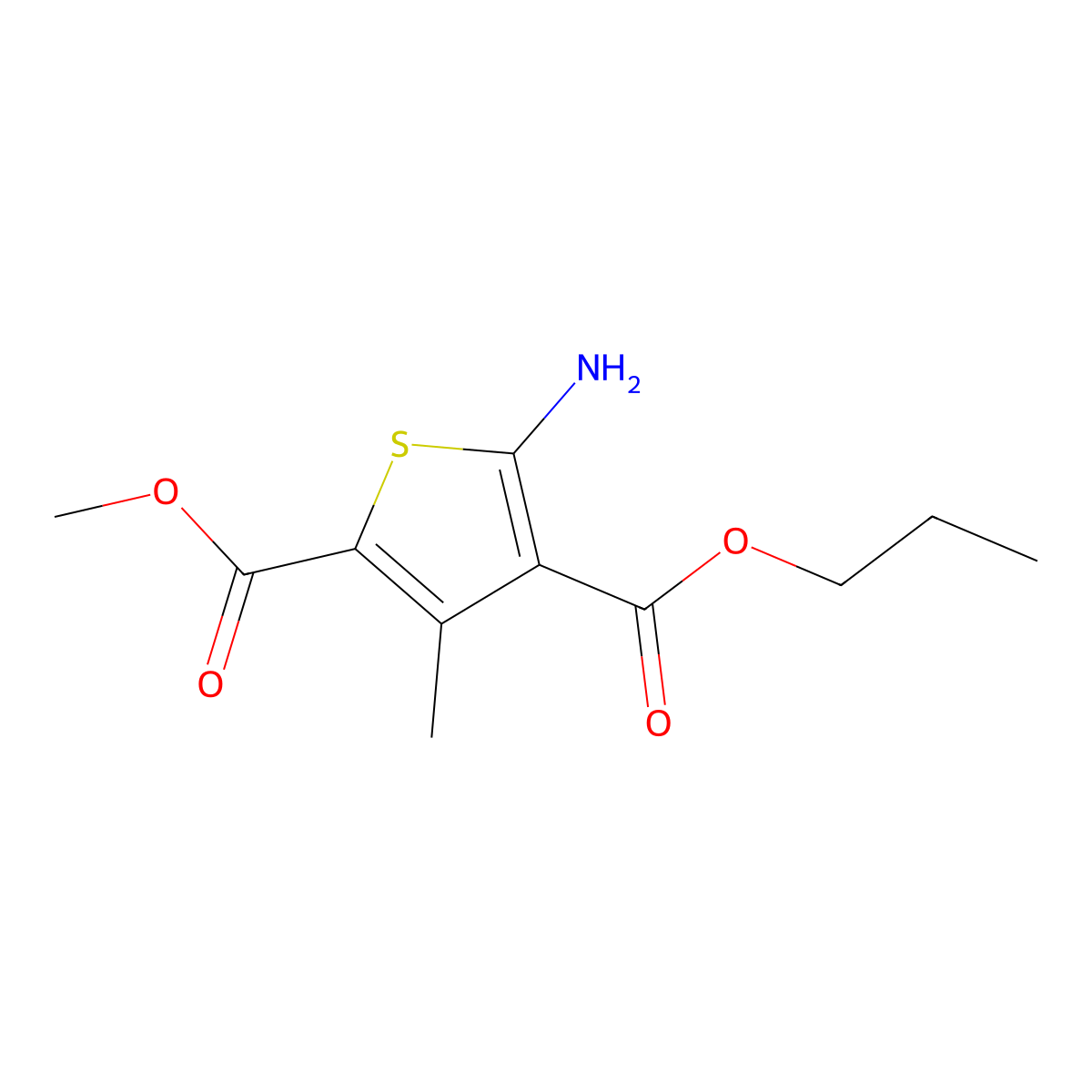 2-Methyl 4-propyl 5-amino-3-methylthiophene-2,4-dicarboxylate molecular structure, CAS 438532-72-0