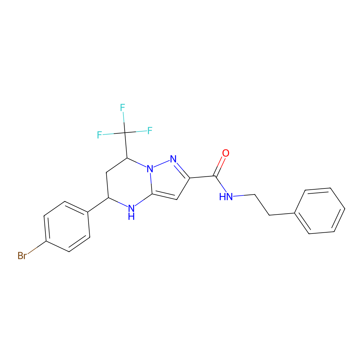 5-(4-bromophenyl)-N-(2-phenylethyl)-7-(trifluoromethyl)-4,5,6,7-tetrahydropyrazolo[1,5-a]pyrimidine-2-carboxamide molecular structure, CAS 438532-73-1