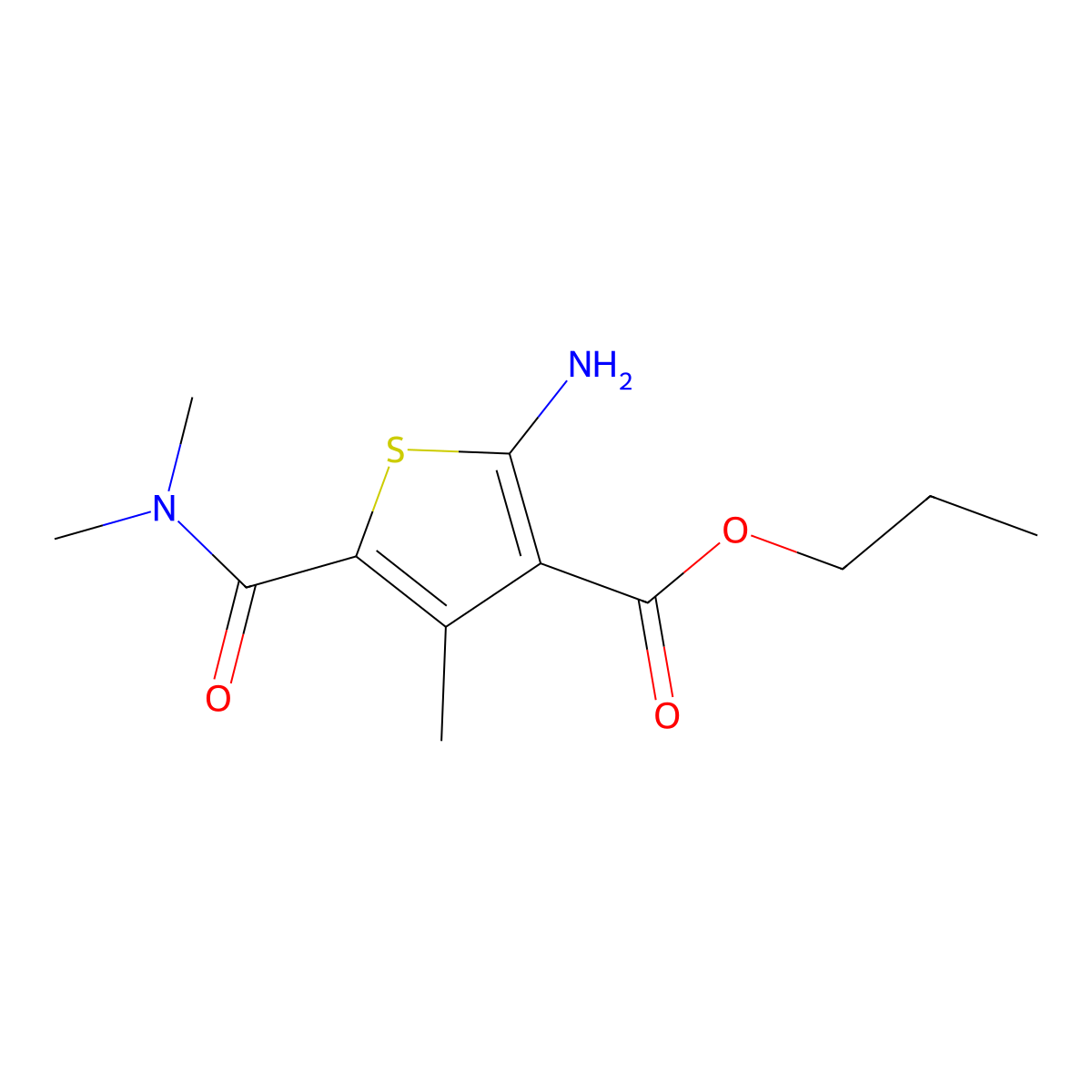 Propyl 2-amino-5-[(dimethylamino)carbonyl]-4-methylthiophene-3-carboxylate molecular structure, CAS 438532-76-4
