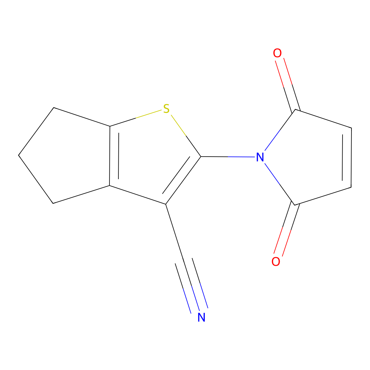 2-(2,5-dioxo-2,5-dihydro-1H-pyrrol-1-yl)-5,6-dihydro-4H-cyclopenta[b]thiophene-3-carbonitrile molecular structure, CAS 438532-80-0