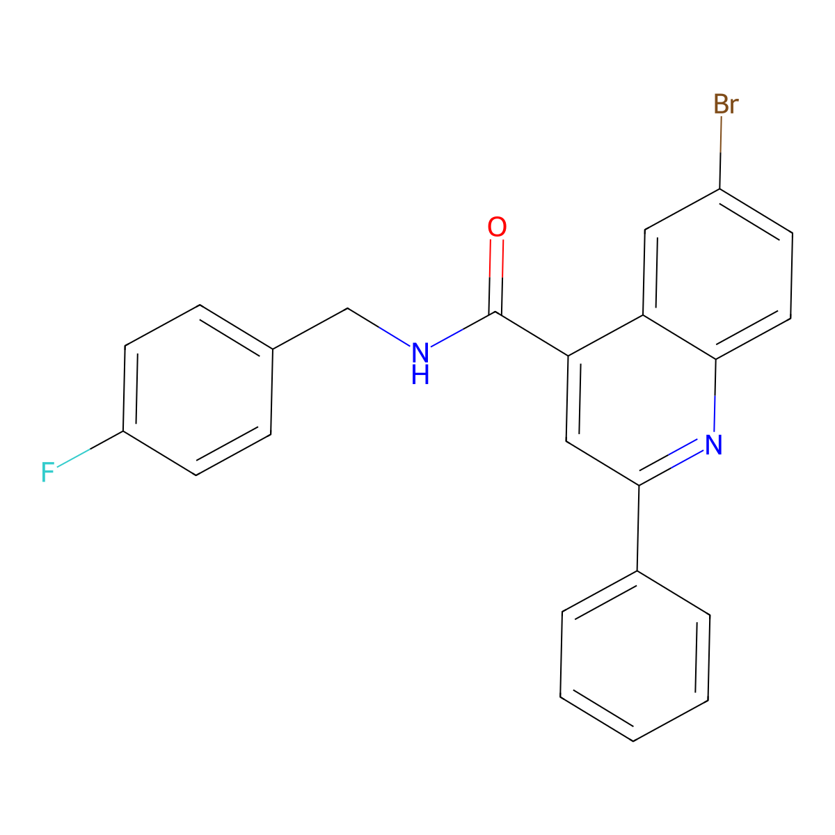 6-bromo-N-[(4-fluorophenyl)methyl]-2-phenylquinoline-4-carboxamide molecular structure, CAS 438533-01-8