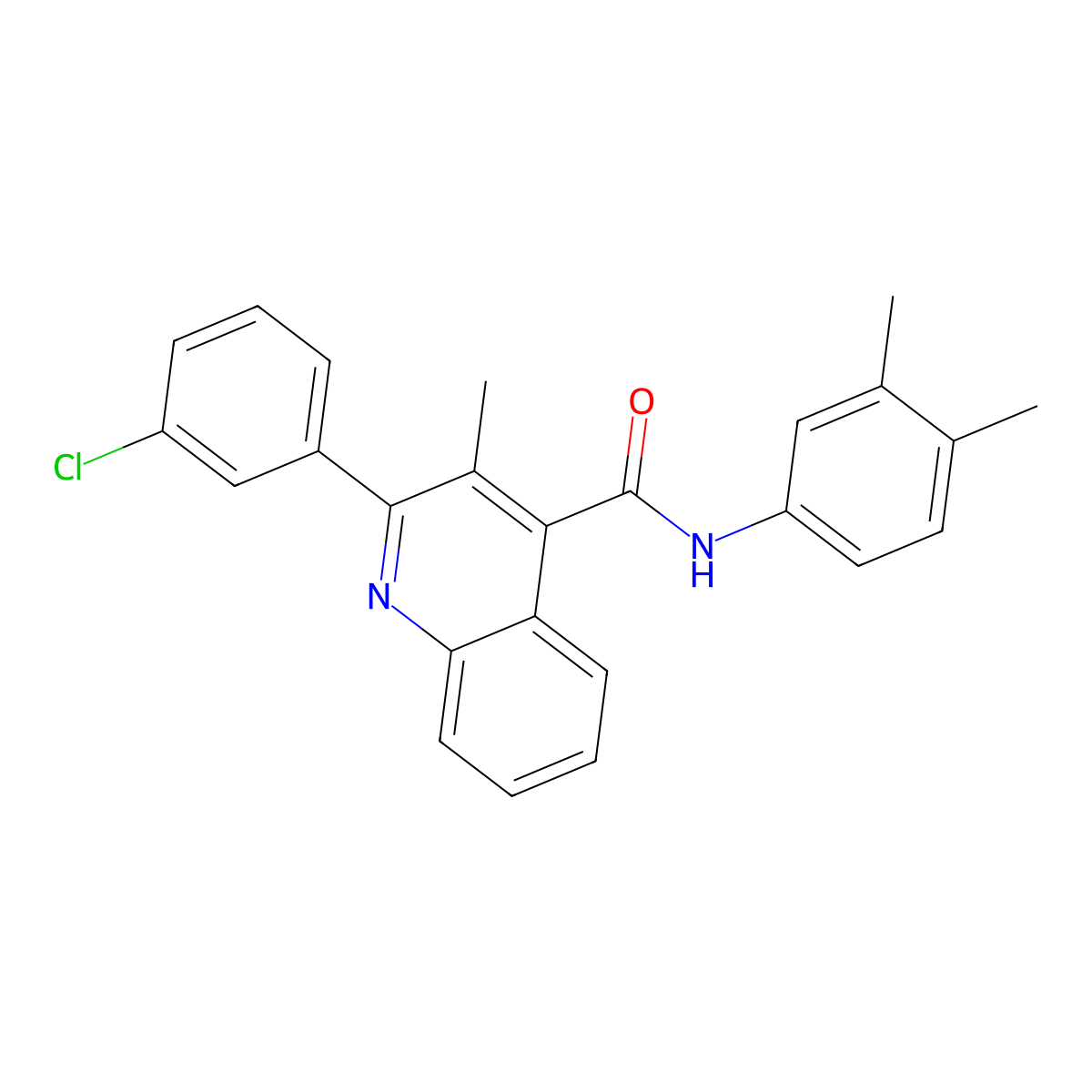 2-(3-Chlorophenyl)-N-(3,4-dimethylphenyl)-3-methyl-4-quinolinecarboxamide molecular structure, CAS 438533-03-0