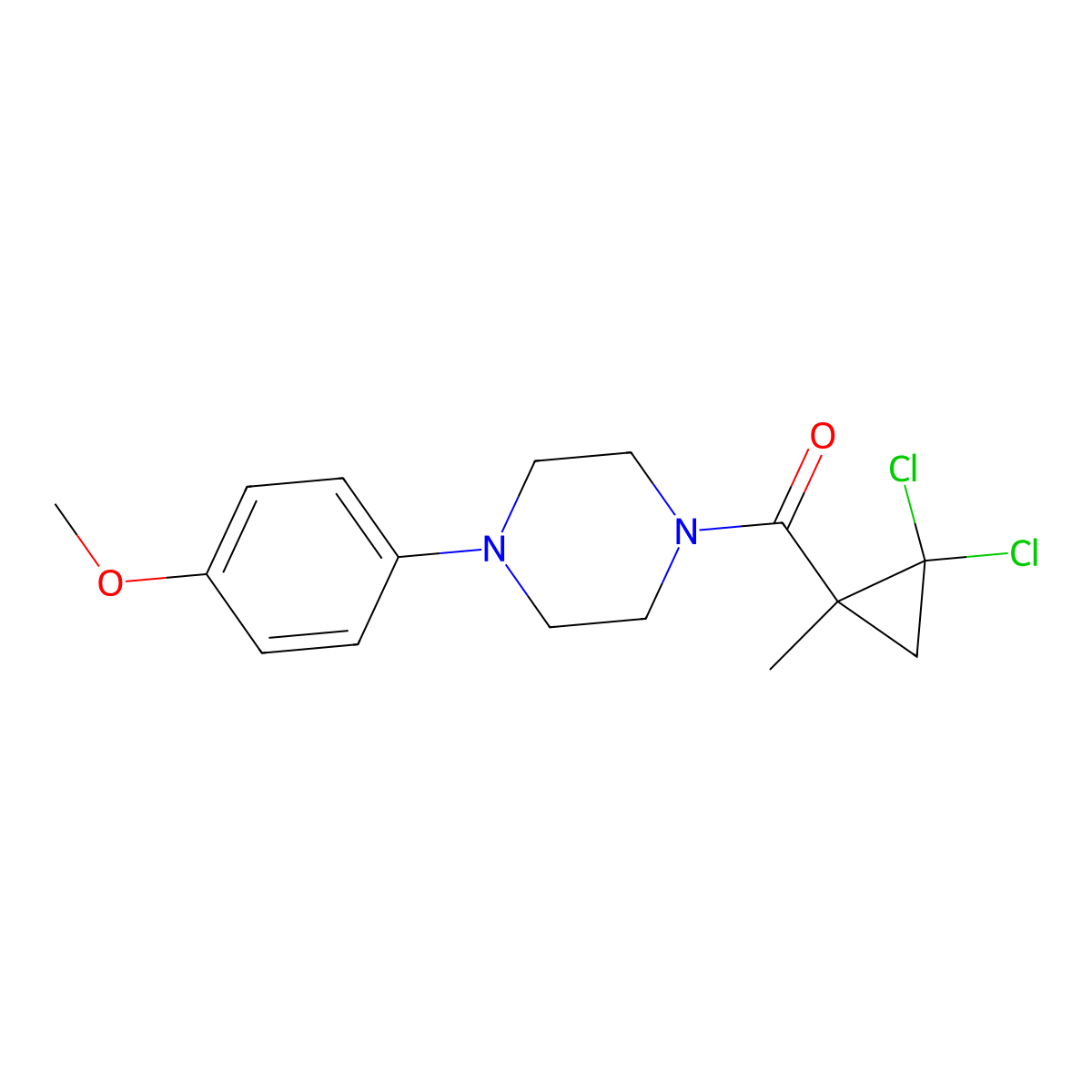(2,2-Dichloro-1-methylcyclopropyl)-[4-(4-methoxyphenyl)piperazin-1-yl]methanone molecular structure, CAS 438533-13-2