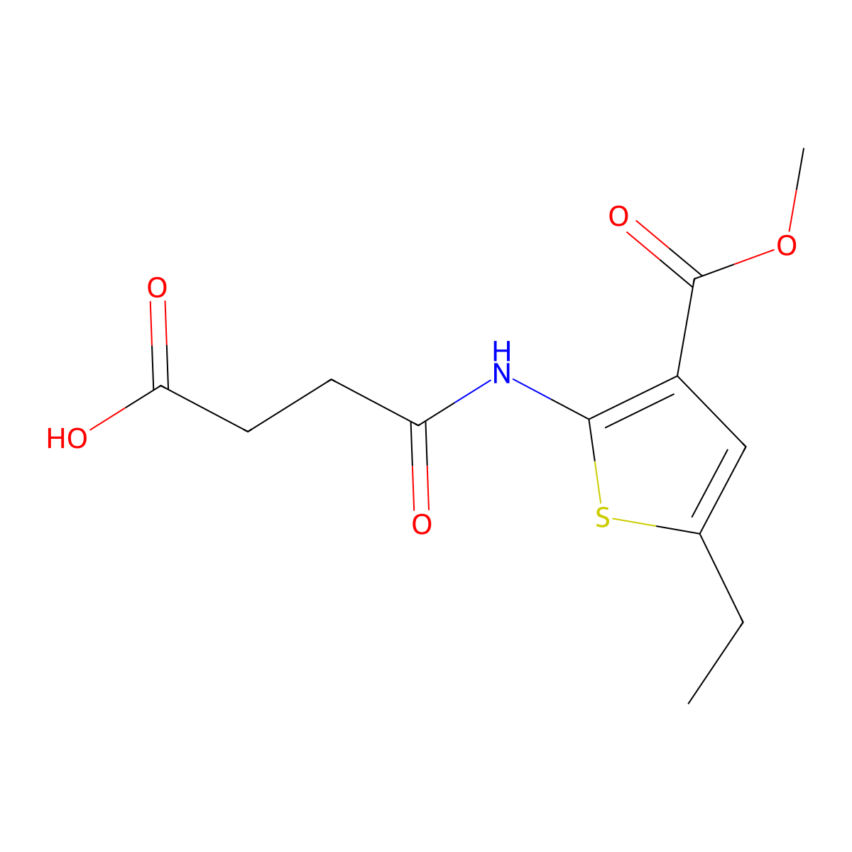 4-{[5-Ethyl-3-(methoxycarbonyl)-2-thienyl]amino}-4-oxobutanoic acid molecular structure, CAS 438533-17-6