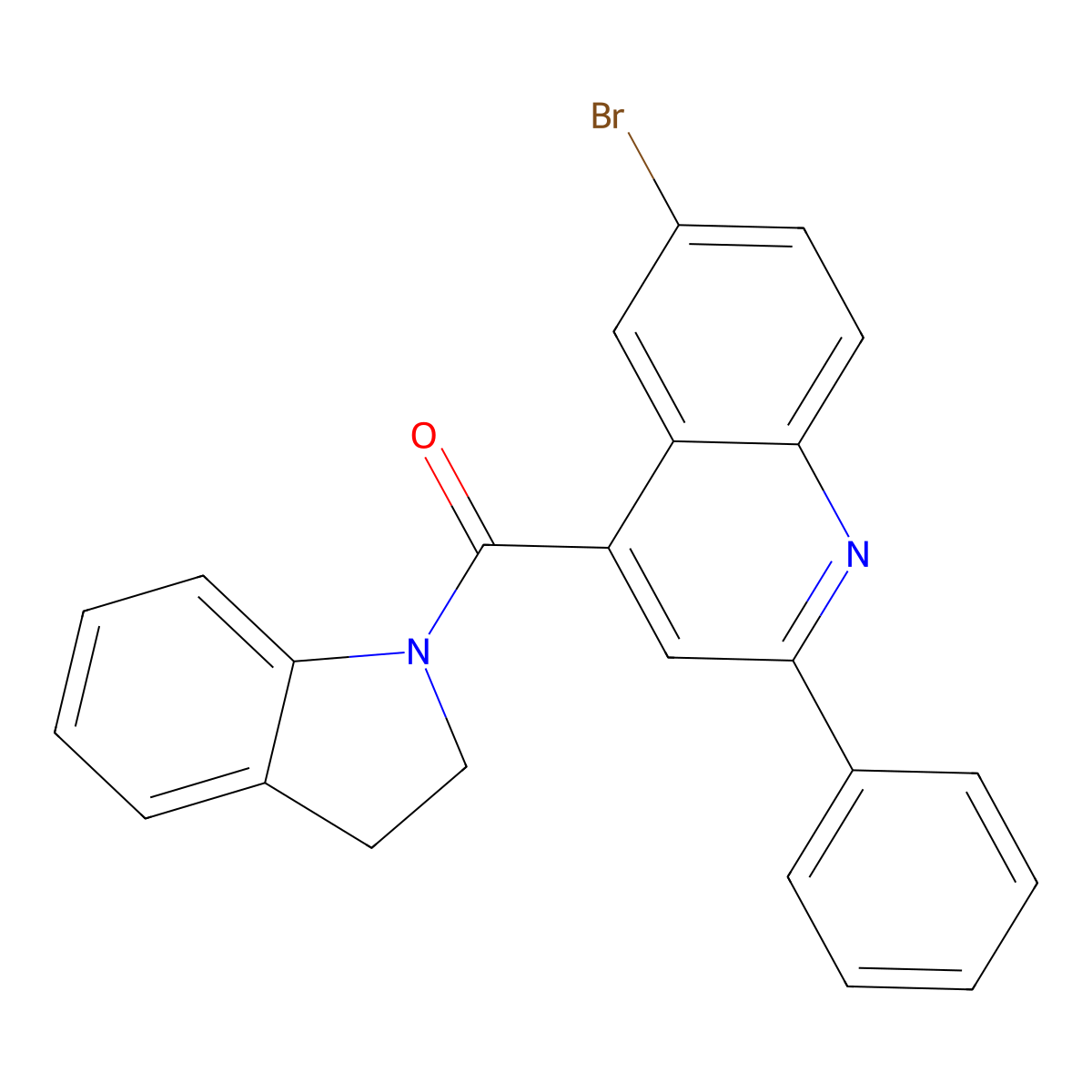 (6-Bromo-2-phenylquinolin-4-yl)-(2,3-dihydroindol-1-yl)methanone molecular structure, CAS 438537-66-7