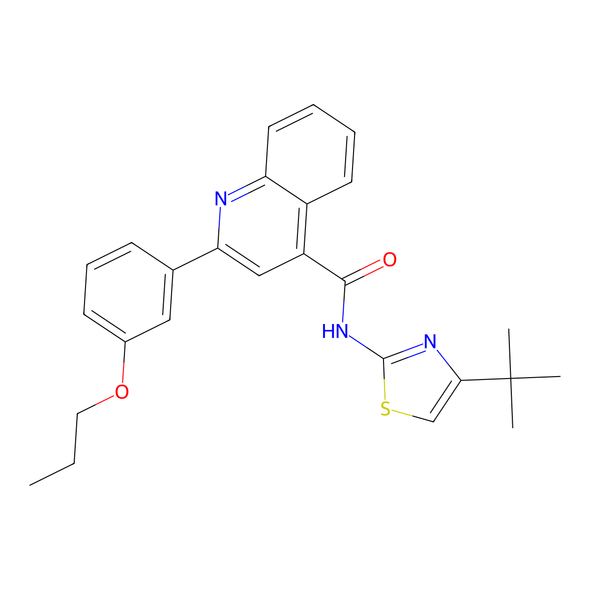 N-(4-tert-butyl-1,3-thiazol-2-yl)-2-(3-propoxyphenyl)quinoline-4-carboxamide molecular structure, CAS 438537-80-5