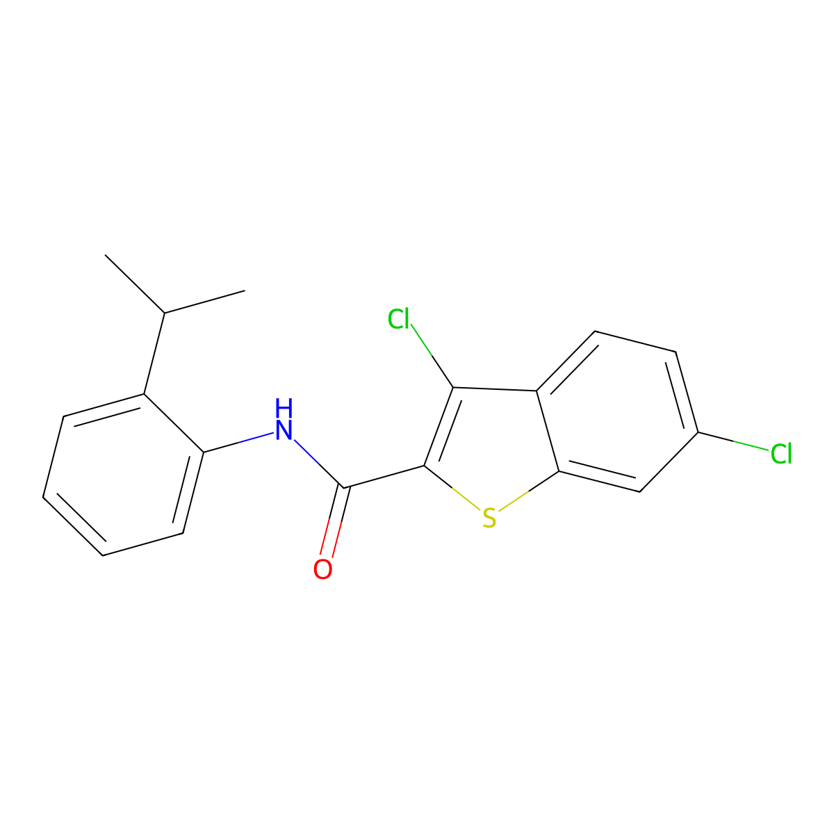 3,6-dichloro-N-(2-isopropylphenyl)-1-benzothiophene-2-carboxamide molecular structure, CAS 438537-82-7