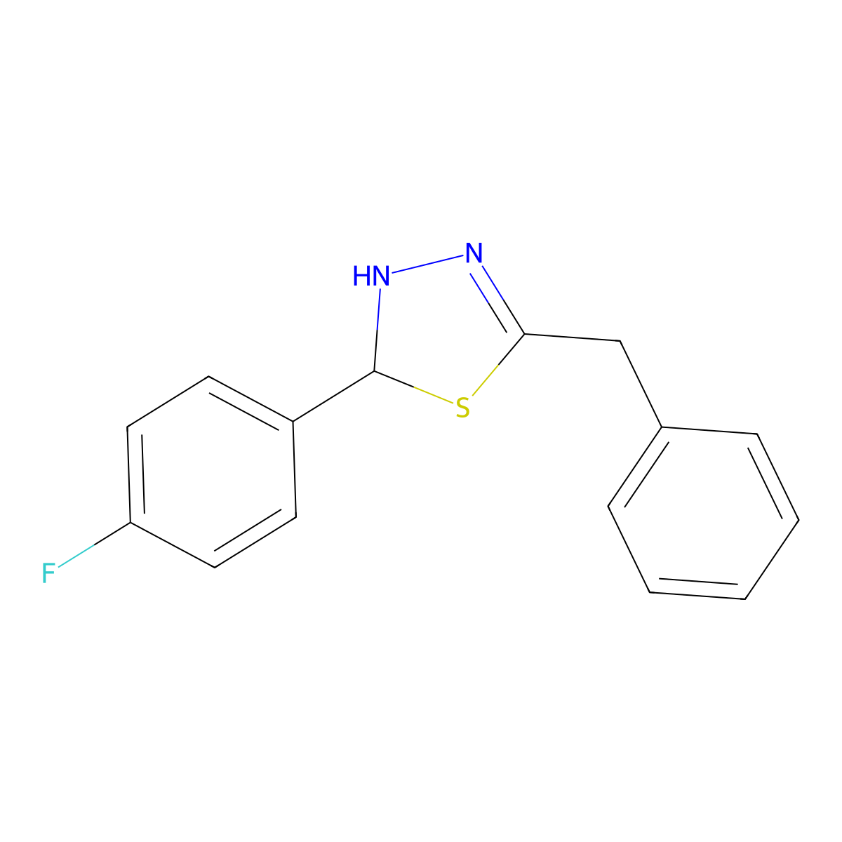 5-Benzyl-2-(4-fluorophenyl)-2,3-dihydro-1,3,4-thiadiazole molecular structure, CAS 438540-26-2