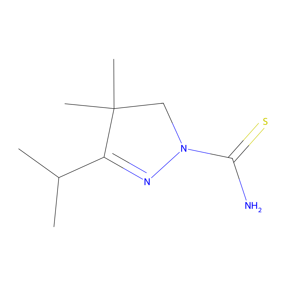 3-Isopropyl-4,4-dimethyl-4,5-dihydro-1H-pyrazole-1-carbothioamide molecular structure, CAS 438541-85-6