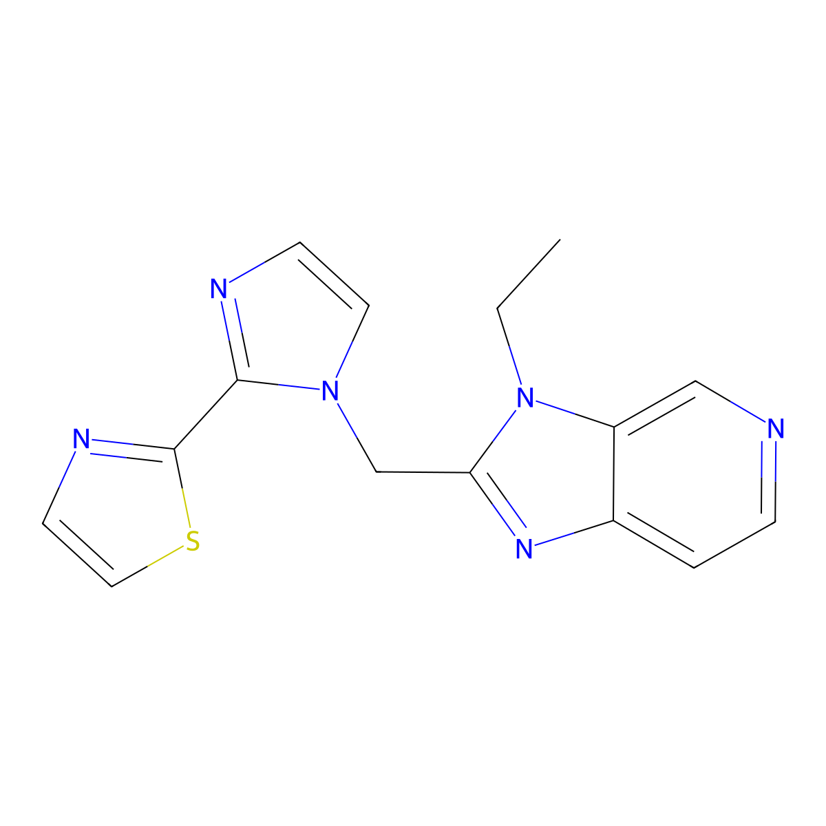 2-(1-((3-Ethyl-3H-imidazo[4,5-c]pyridin-2-yl)methyl)-1H-imidazol-2-yl)thiazole molecular structure, CAS 438553-83-4