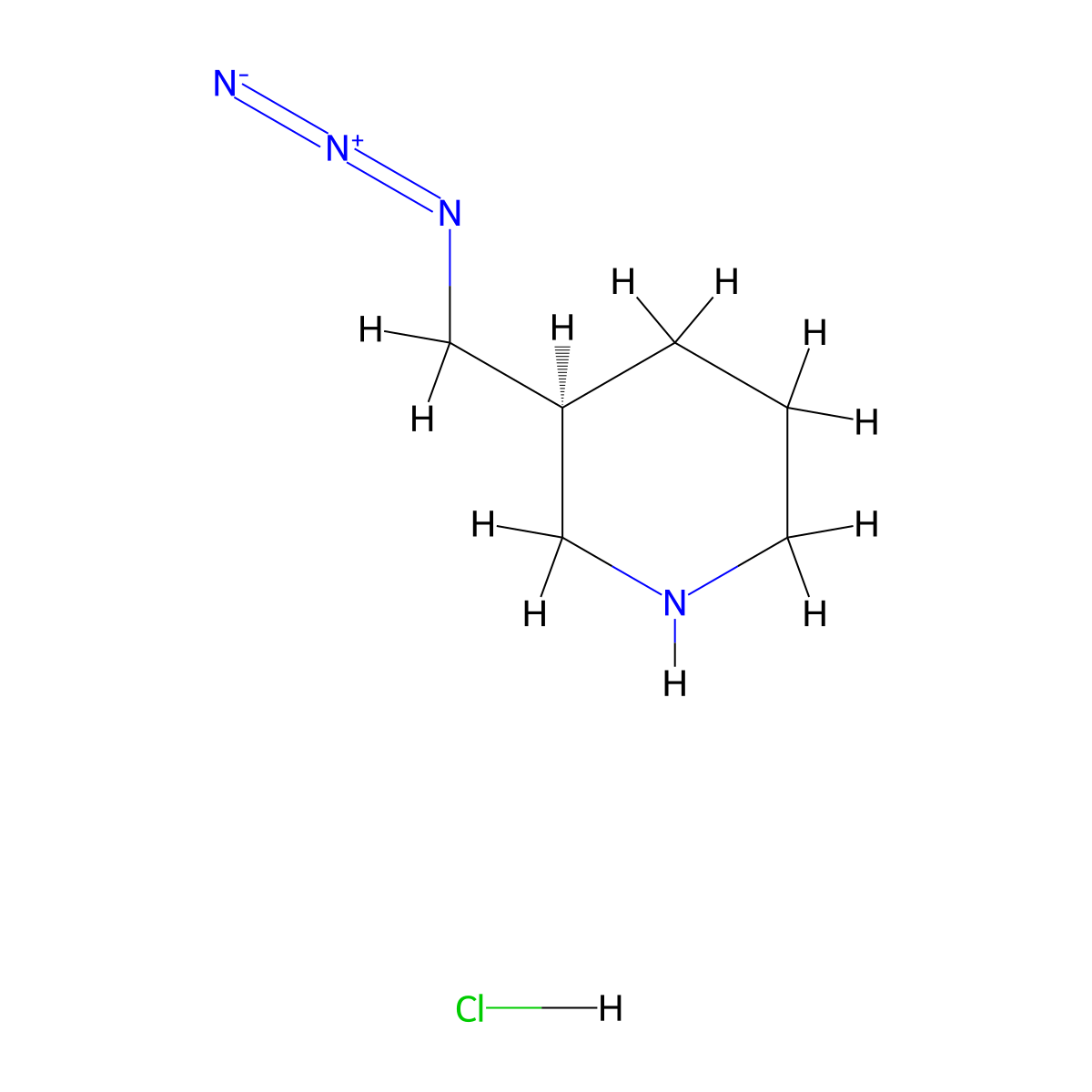(3S)-3-(azidomethyl)piperidine hydrochloride molecular structure, CAS 438560-42-0