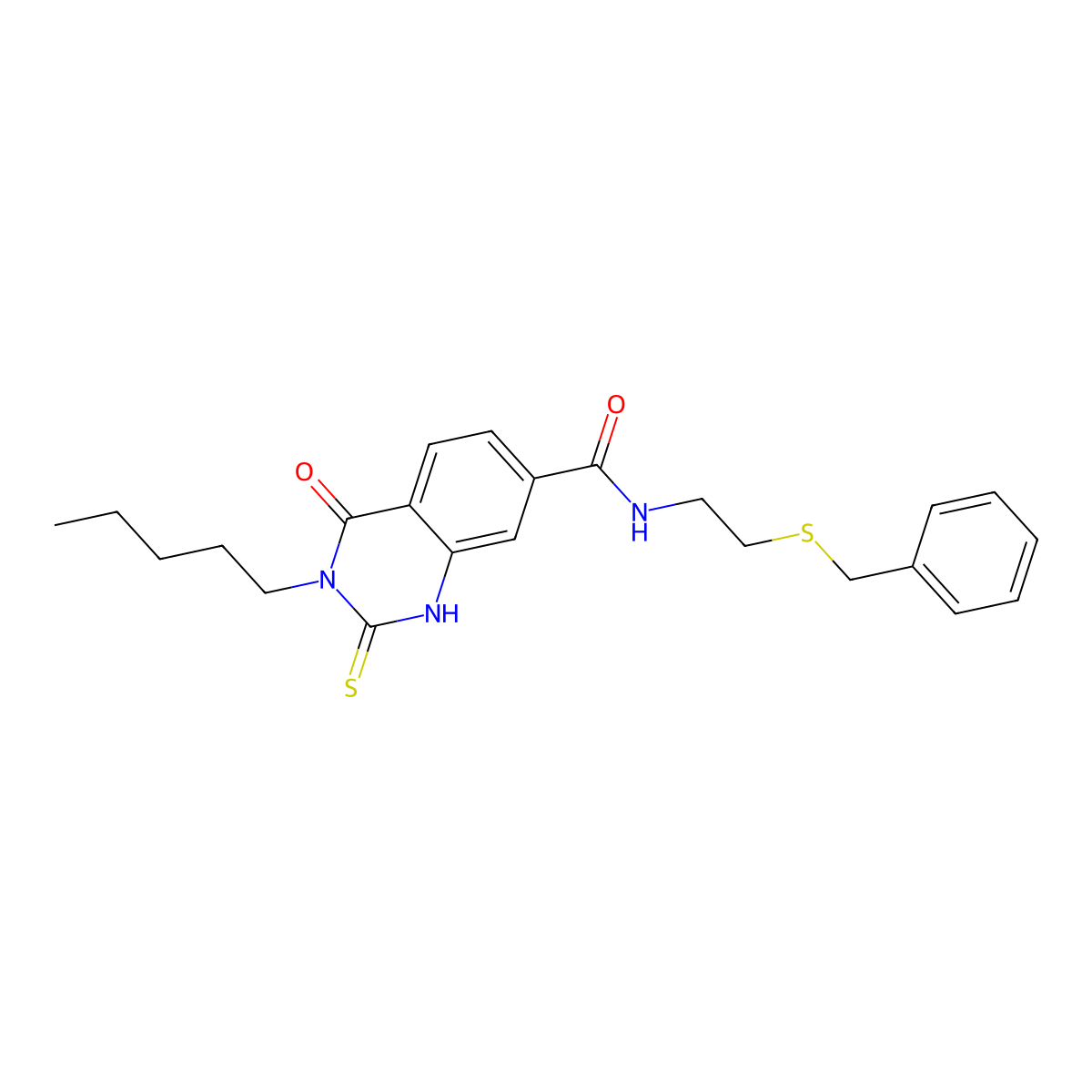 N-(2-(benzylthio)ethyl)-4-oxo-3-pentyl-2-thioxo-1,2,3,4-tetrahydroquinazoline-7-carboxamide molecular structure, CAS 438574-36-8
