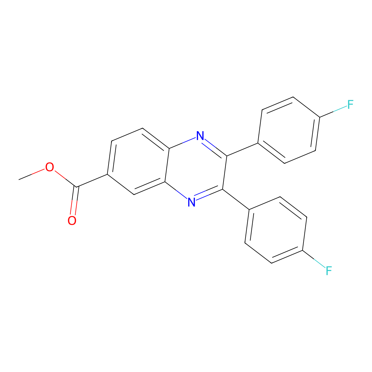 Methyl 2,3-bis(4-fluorophenyl)quinoxaline-6-carboxylate molecular structure, CAS 438574-46-0