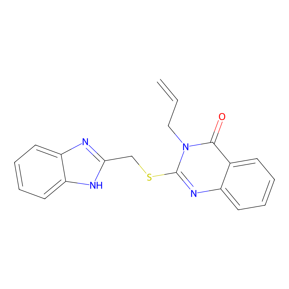 2-(((1H-benzo[d]imidazol-2-yl)methyl)thio)-3-allylquinazolin-4(3H)-one molecular structure, CAS 438574-70-0