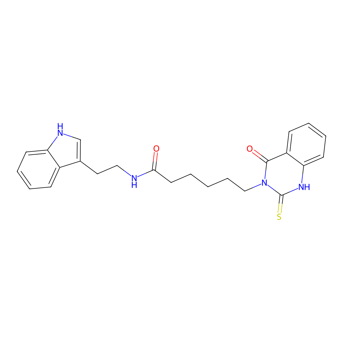 N-[2-(1H-indol-3-yl)ethyl]-6-(4-oxo-2-sulfanylidene-1H-quinazolin-3-yl)hexanamide molecular structure, CAS 438574-71-1