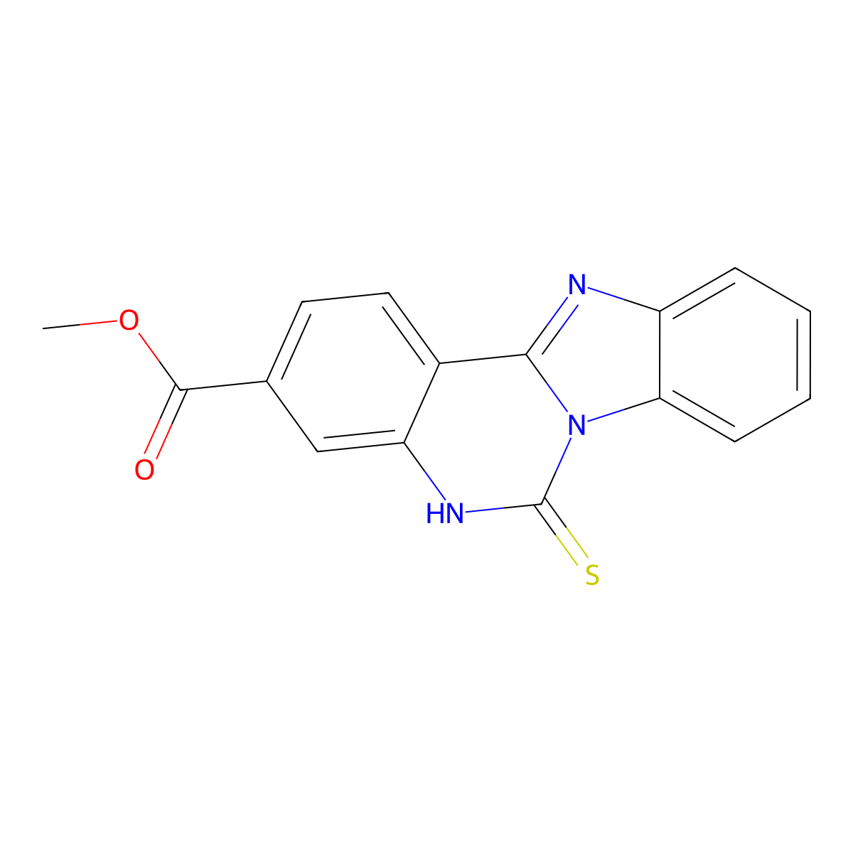 methyl 6-sulfanylidene-5H-benzimidazolo[1,2-c]quinazoline-3-carboxylate molecular structure, CAS 438574-73-3