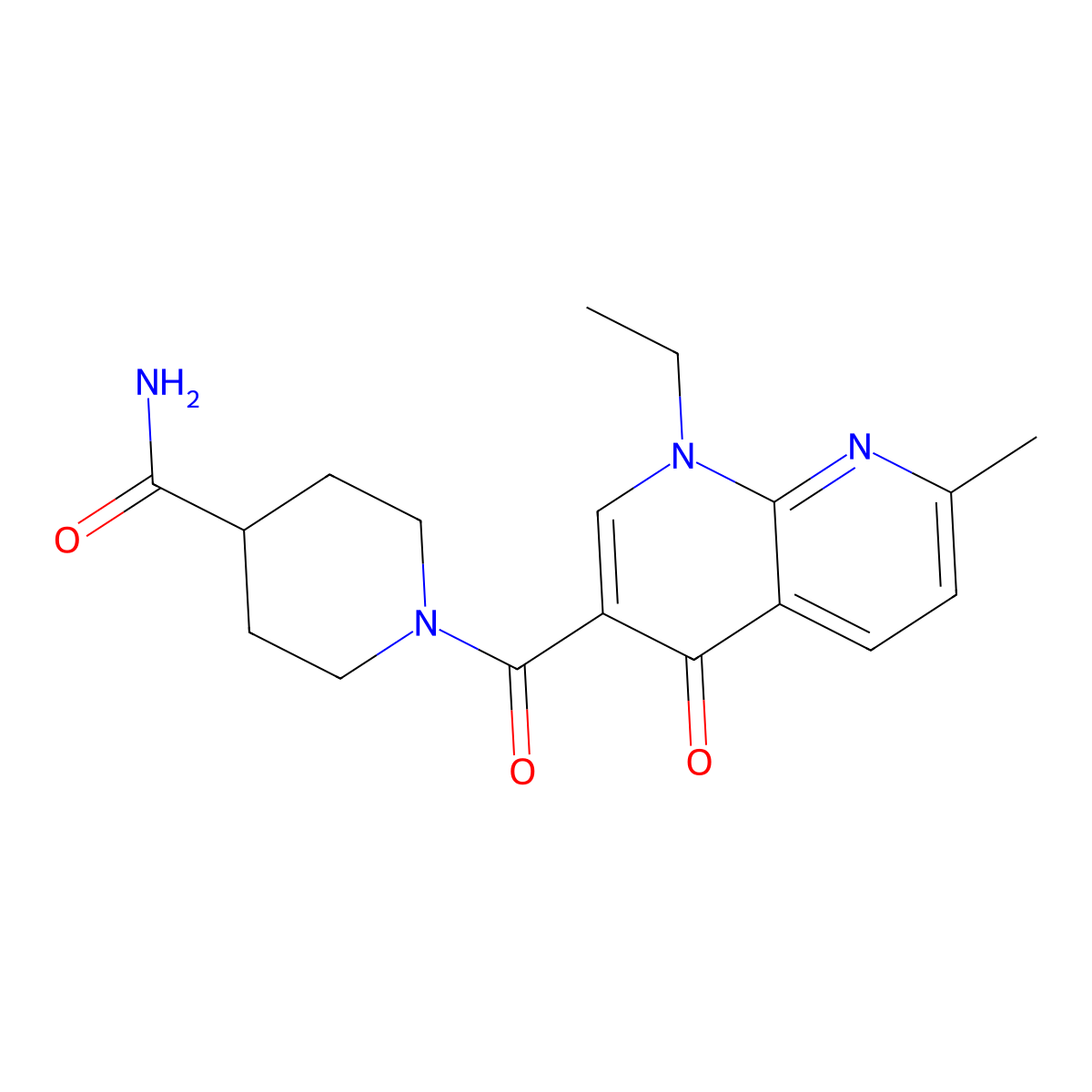 1-[(1-Ethyl-7-methyl-4-oxo-1,4-dihydro-1,8-naphthyridin-3-yl)carbonyl]piperidine-4-carboxamide molecular structure, CAS 438575-29-2