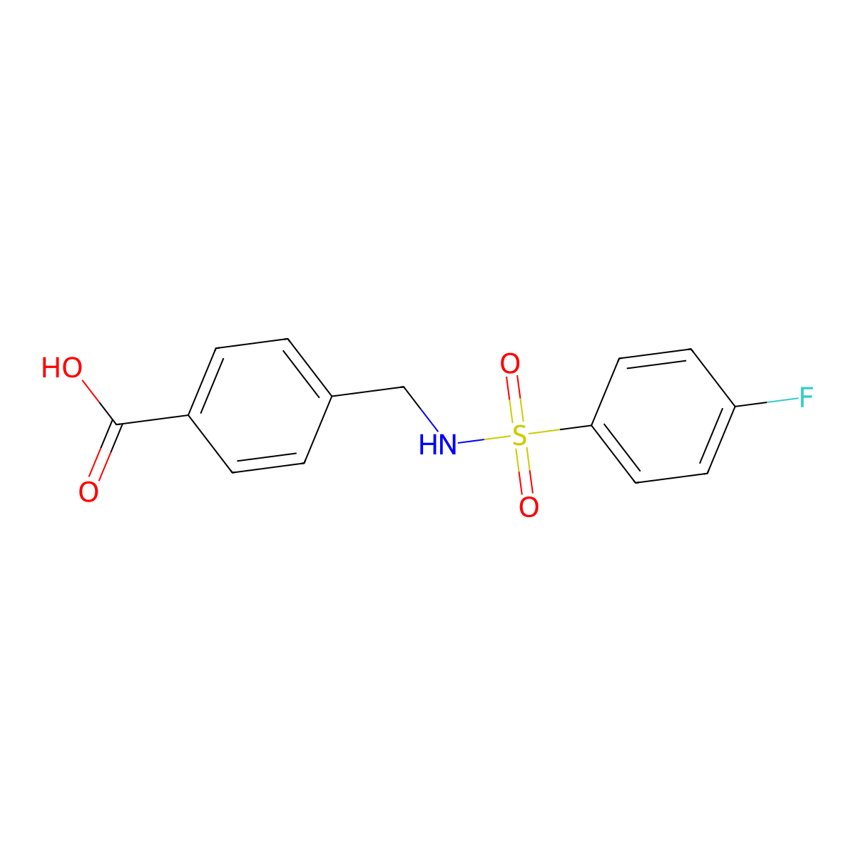 4-({[(4-Fluorophenyl)sulfonyl]amino}methyl)benzoic acid molecular structure, CAS 438575-58-7