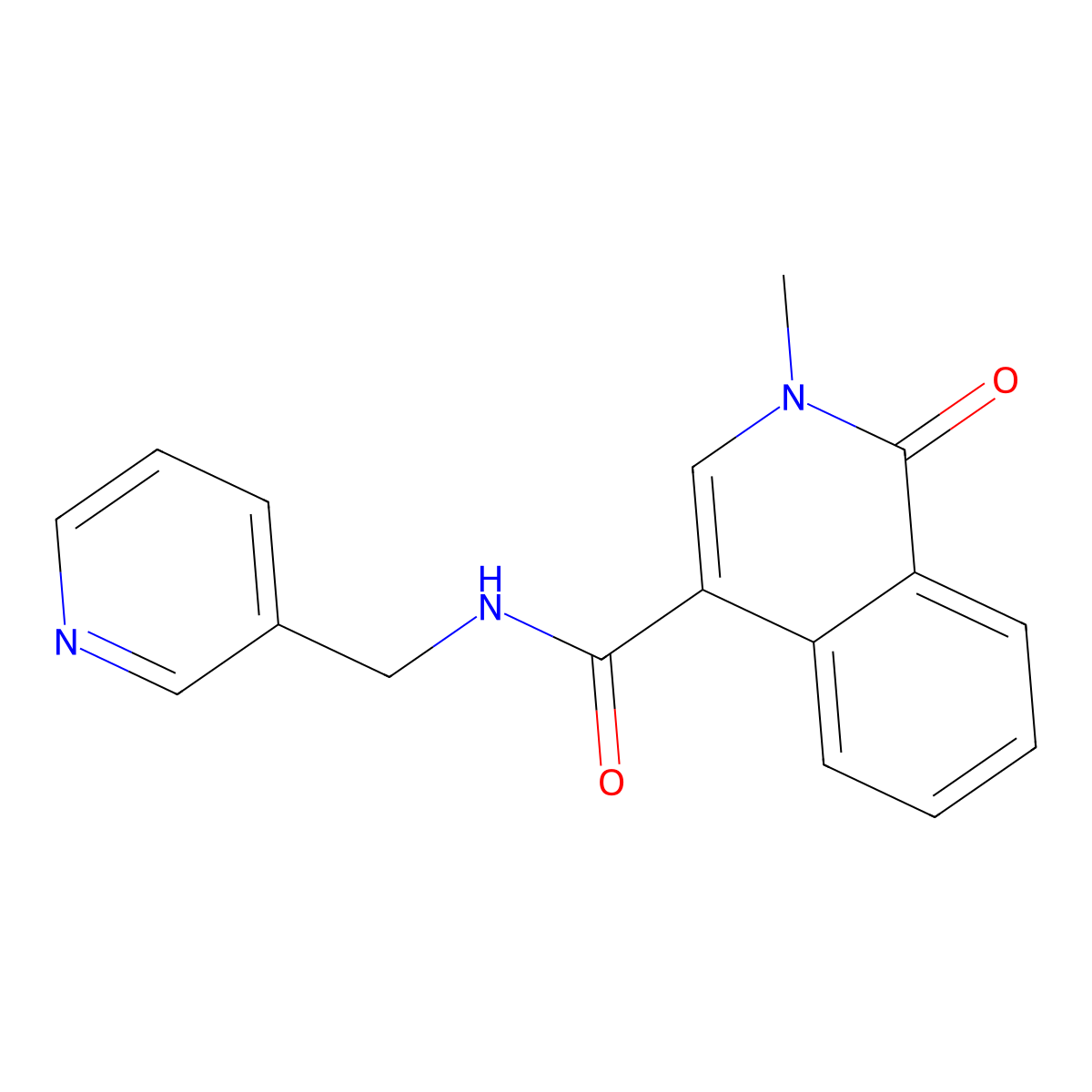 2-methyl-1-oxo-N-(pyridin-3-ylmethyl)-1,2-dihydroisoquinoline-4-carboxamide molecular structure, CAS 438576-05-7
