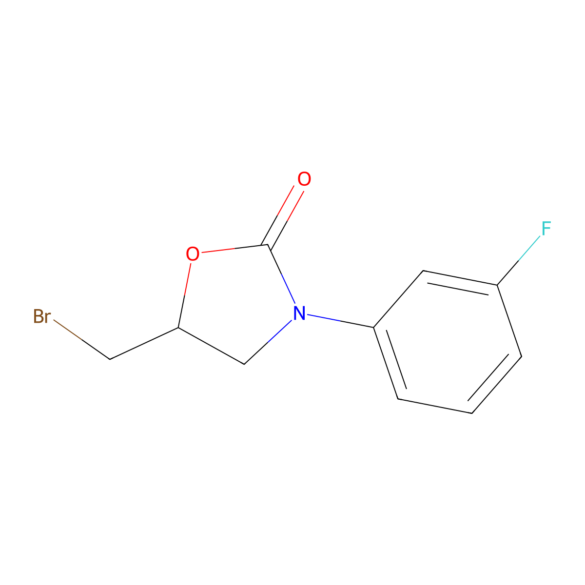 5-(Bromomethyl)-3-(3-fluorophenyl)-1,3-oxazolidin-2-one molecular structure, CAS 438580-40-6