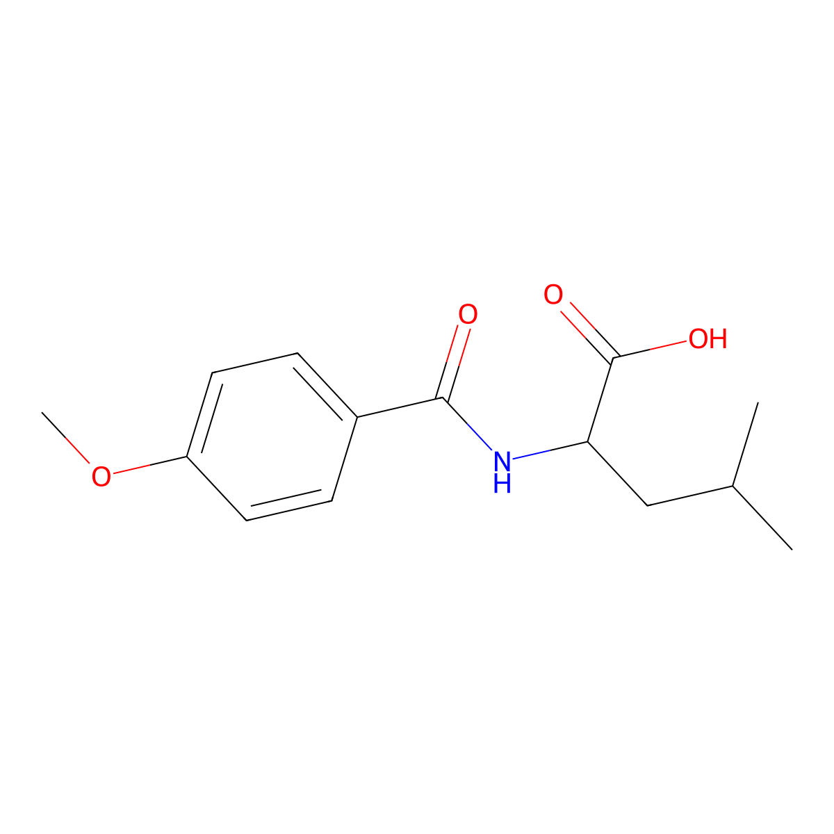 2-(4-Methoxy-benzoylamino)-4-methyl-pentanoic acid molecular structure, CAS 438581-55-6