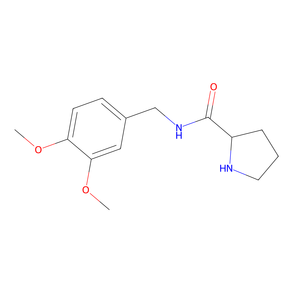 Pyrrolidine-2-carboxylic acid 3,4-dimethoxy-benzylamide molecular structure, CAS 438581-56-7
