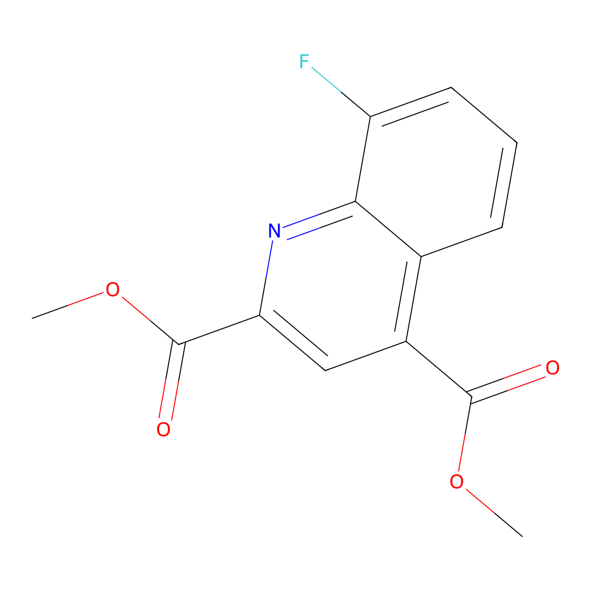Dimethyl 8-fluoroquinoline-2,4-dicarboxylate molecular structure, CAS 438590-43-3