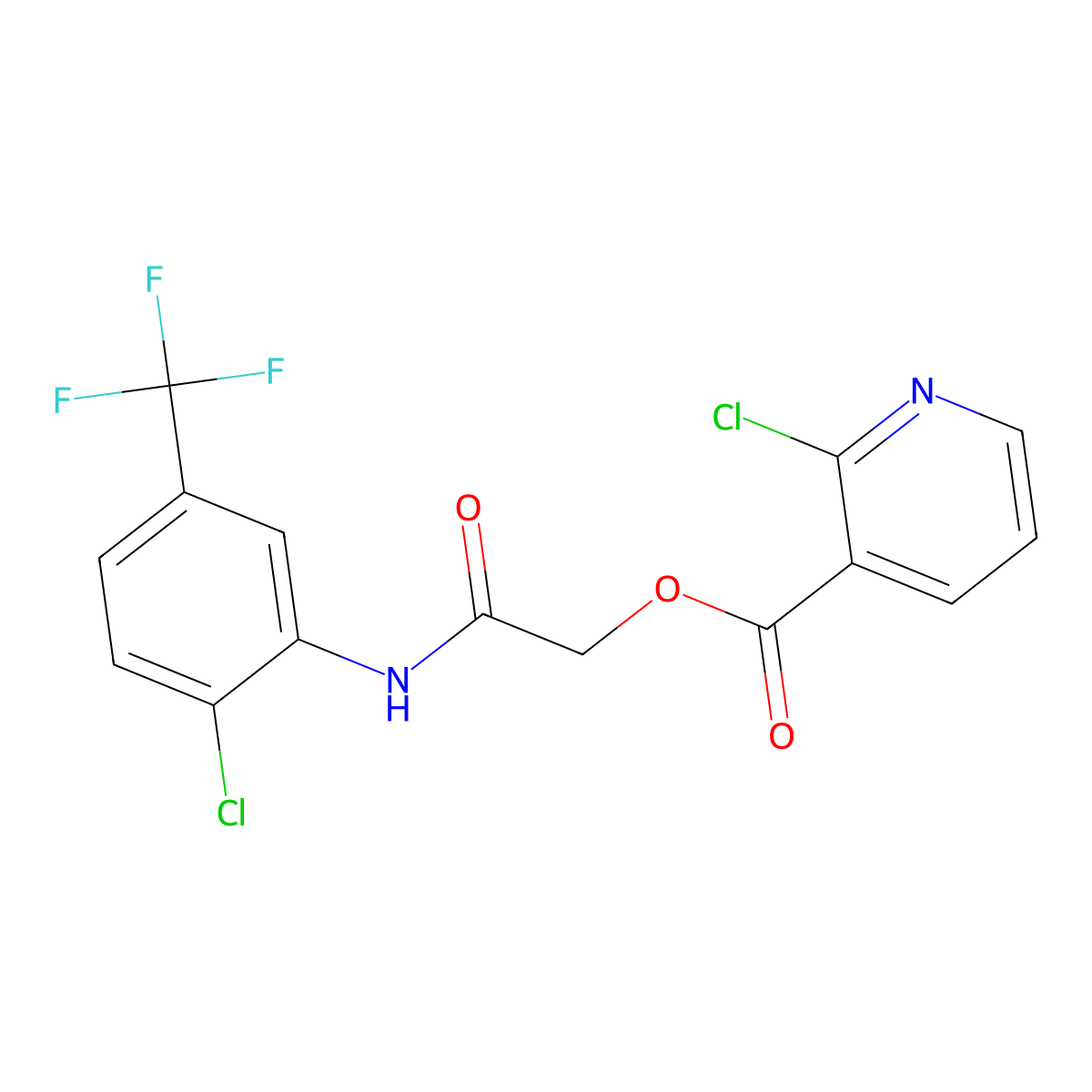 {[2-Chloro-5-(trifluoromethyl)phenyl]carbamoyl}methyl 2-chloropyridine-3-carboxylate molecular structure, CAS 438592-37-1