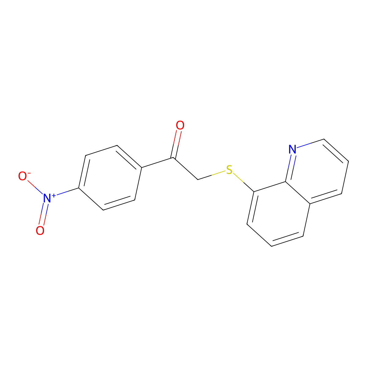 1-(4-Nitrophenyl)-2-(quinolin-8-ylsulfanyl)ethanone molecular structure, CAS 438593-06-7