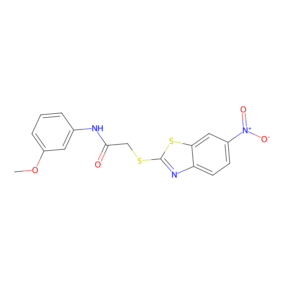 N-(3-methoxyphenyl)-2-[(6-nitro-1,3-benzothiazol-2-yl)sulfanyl]acetamide molecular structure, CAS 438594-73-1