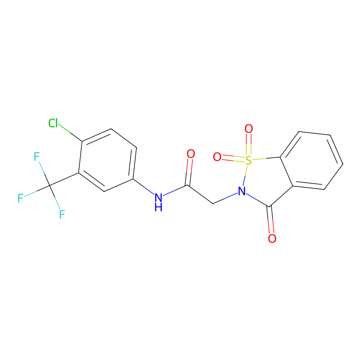 N-[4-chloro-3-(trifluoromethyl)phenyl]-2-(1,1,3-trioxo-1,2-benzothiazol-2-yl)acetamide molecular structure, CAS 438595-57-4