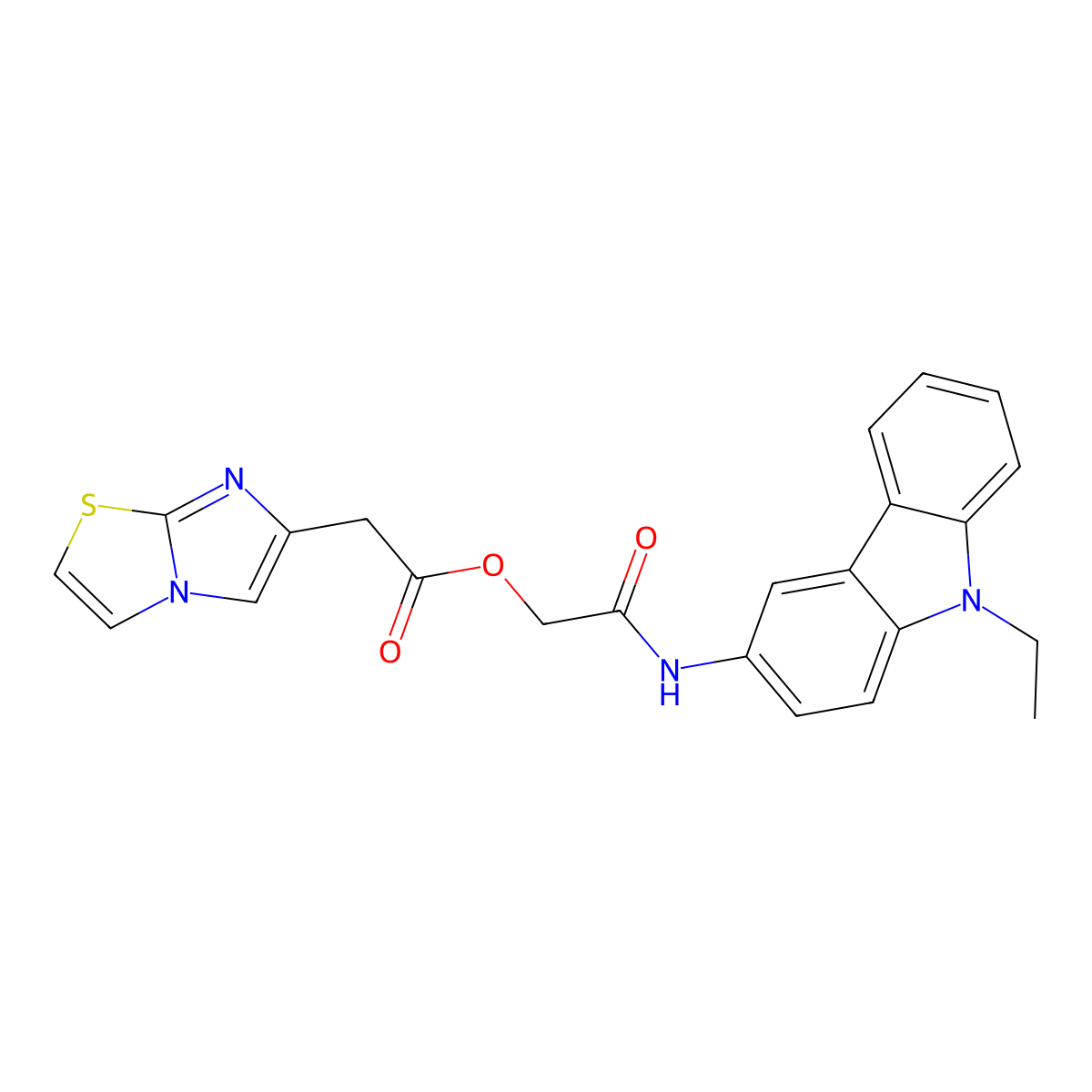 2-((9-Ethyl-9H-carbazol-3-yl)amino)-2-oxoethyl 2-(imidazo[2,1-b]thiazol-6-yl)acetate molecular structure, CAS 438599-31-6