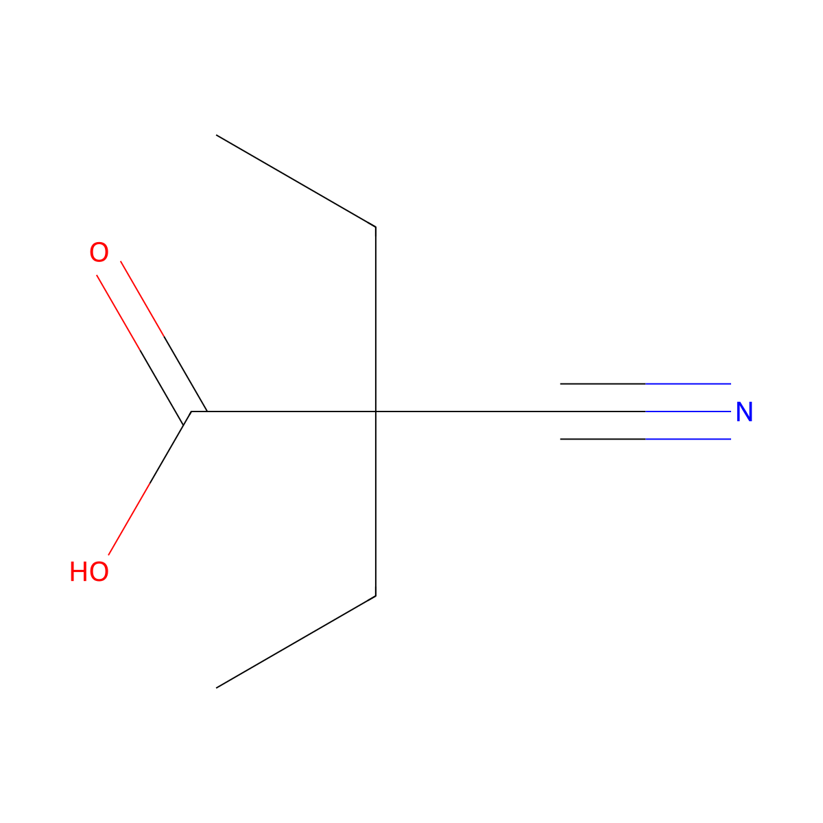 2-Cyano-2-ethylbutanoic acid molecular structure, CAS 4386-07-6