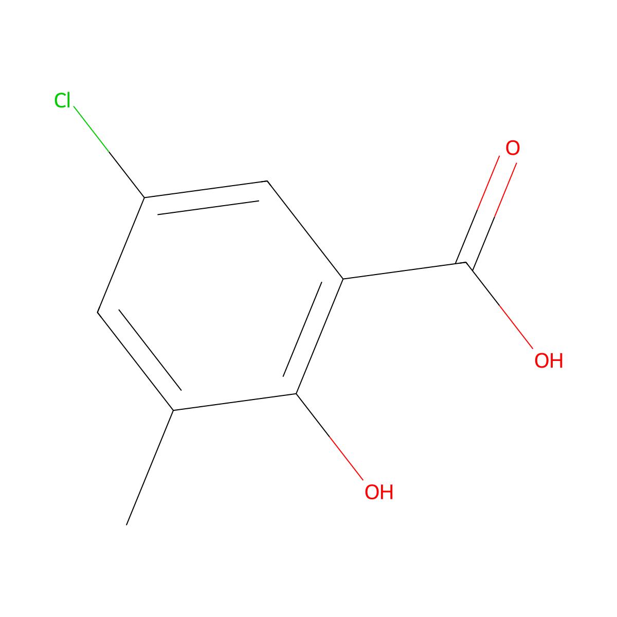 5-Chloro-2-hydroxy-3-methylbenzoic acid molecular structure, CAS 4386-40-7