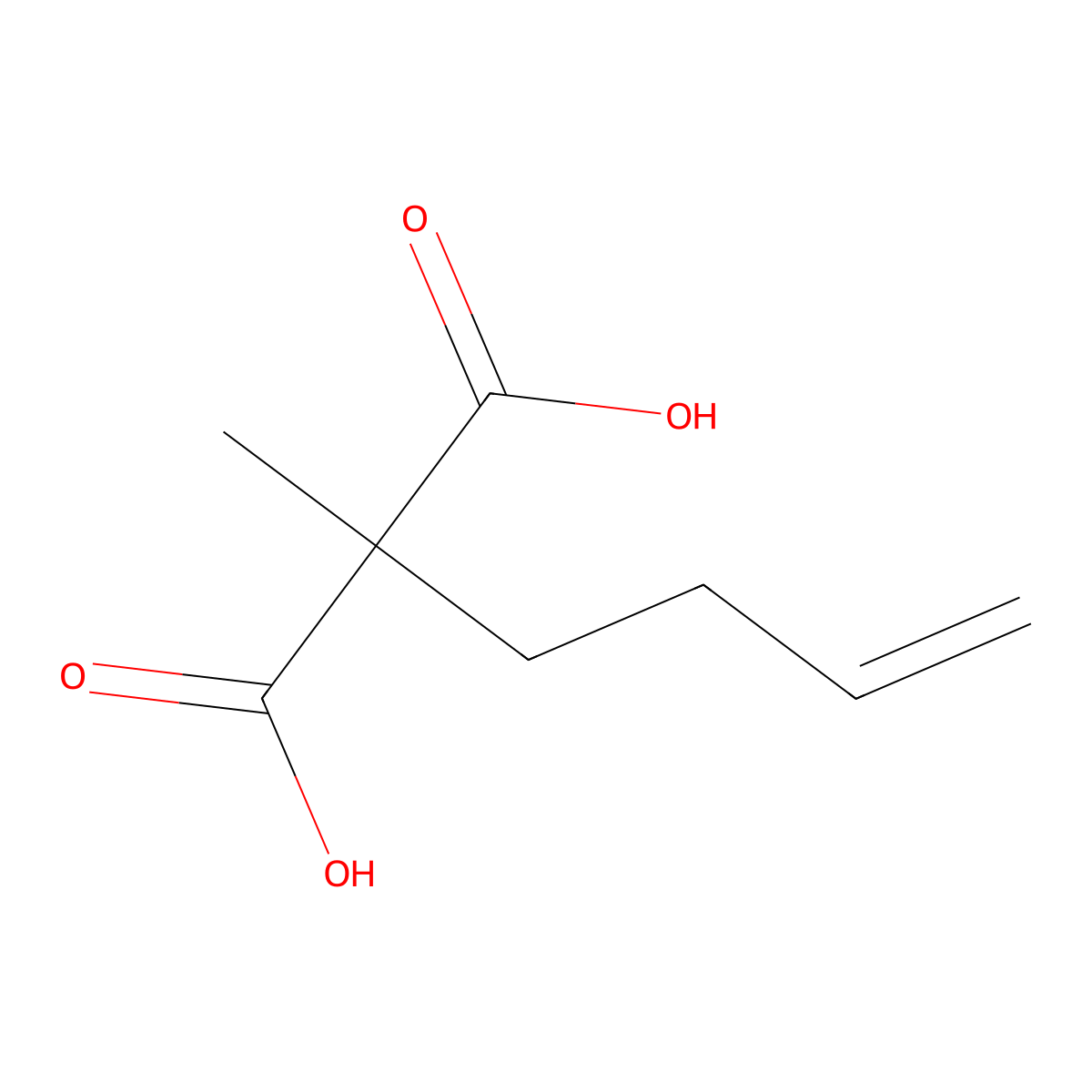 2-(But-3-en-1-yl)-2-methylpropanedioic acid molecular structure, CAS 4386-71-4