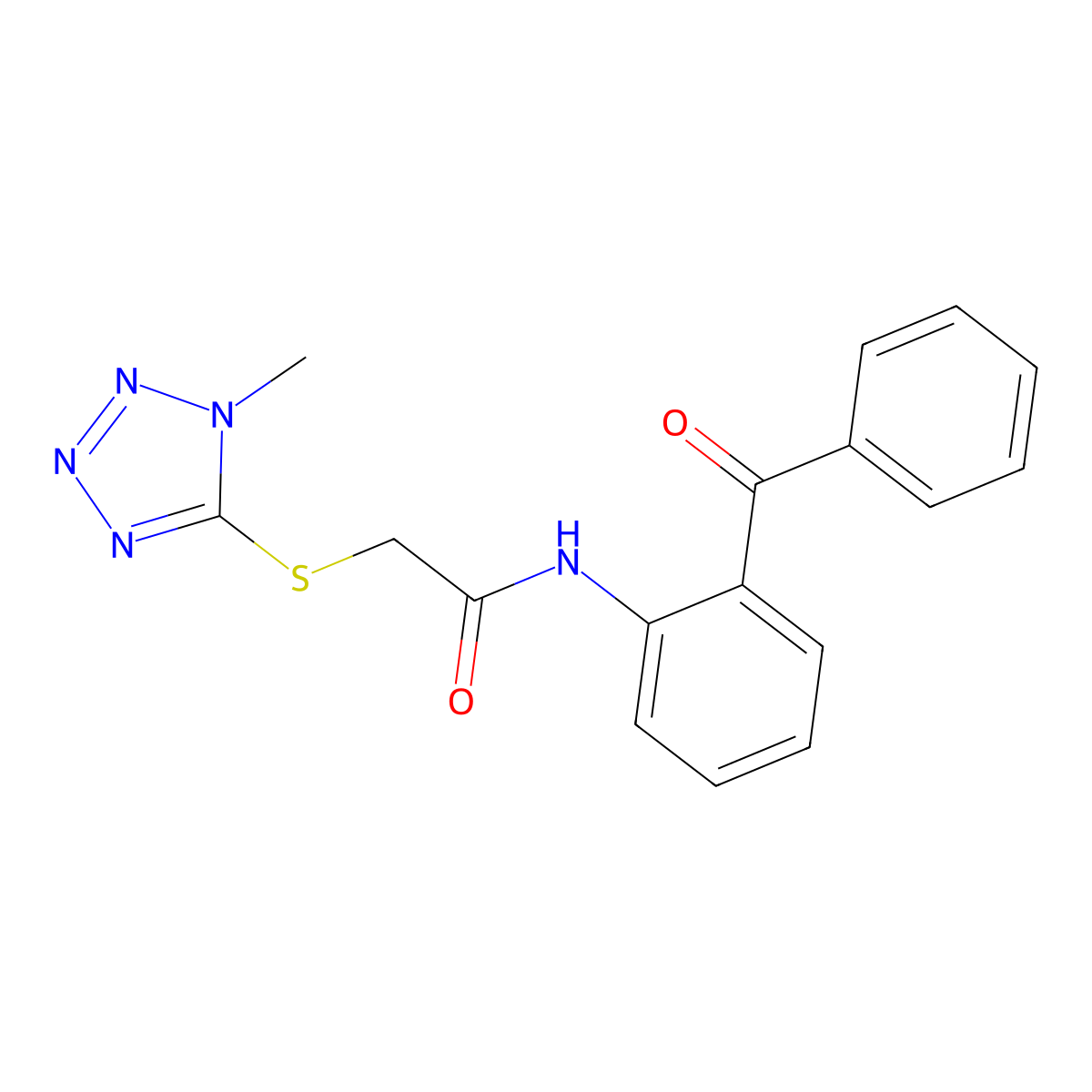 N-(2-benzoylphenyl)-2-(1-methyltetrazol-5-yl)sulfanylacetamide molecular structure, CAS 438604-70-7