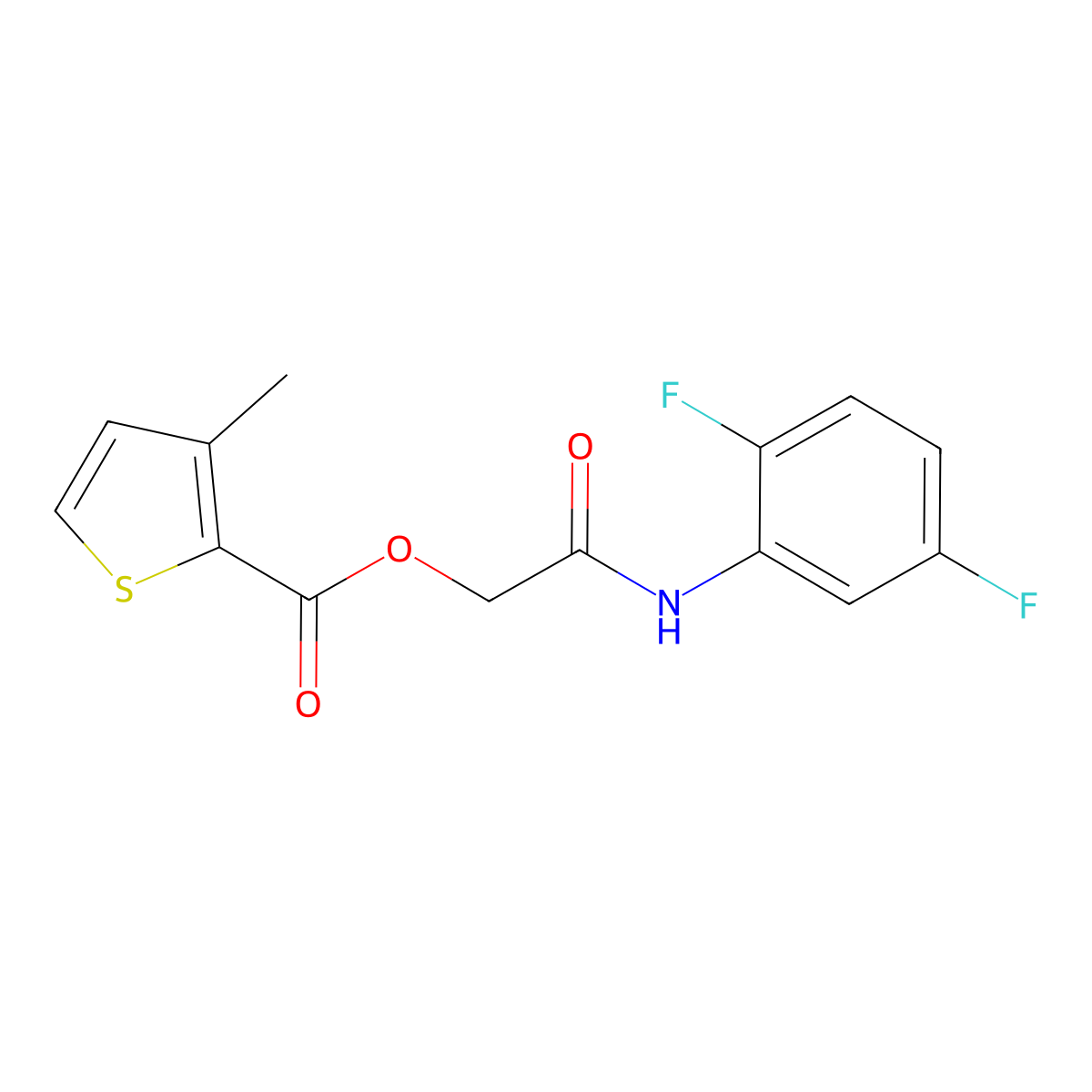2-((2,5-Difluorophenyl)amino)-2-oxoethyl 3-methylthiophene-2-carboxylate molecular structure, CAS 438606-32-7