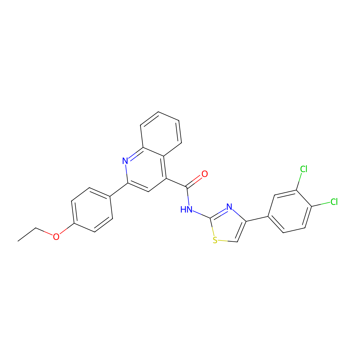 N-[4-(3,4-dichlorophenyl)-1,3-thiazol-2-yl]-2-(4-ethoxyphenyl)quinoline-4-carboxamide molecular structure, CAS 438609-88-2