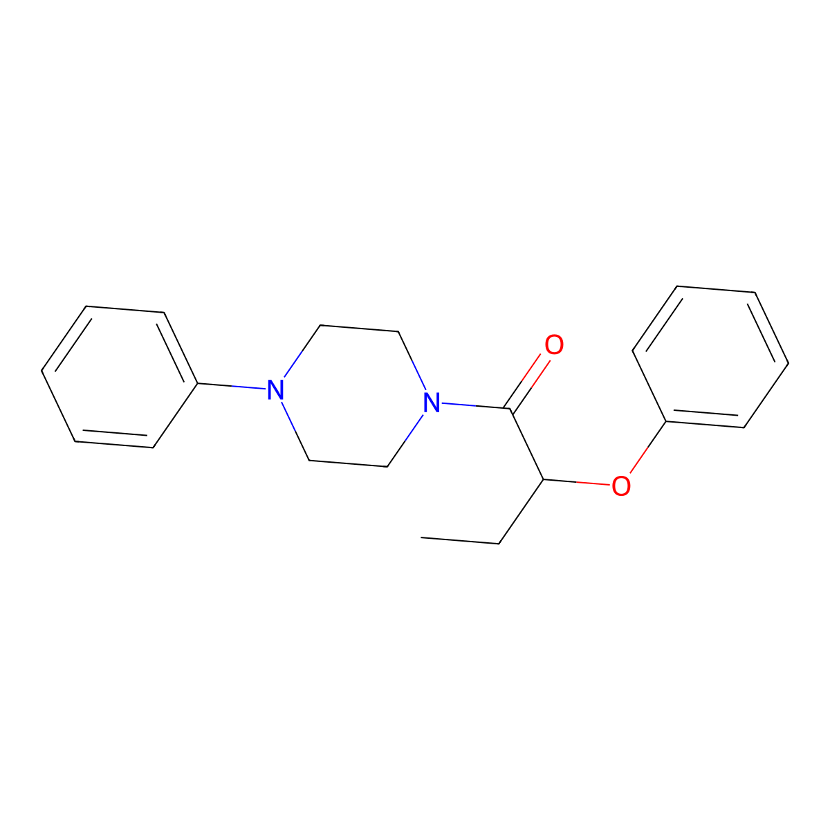 2-Phenoxy-1-(4-phenylpiperazin-1-yl)butan-1-one molecular structure, CAS 438610-62-9