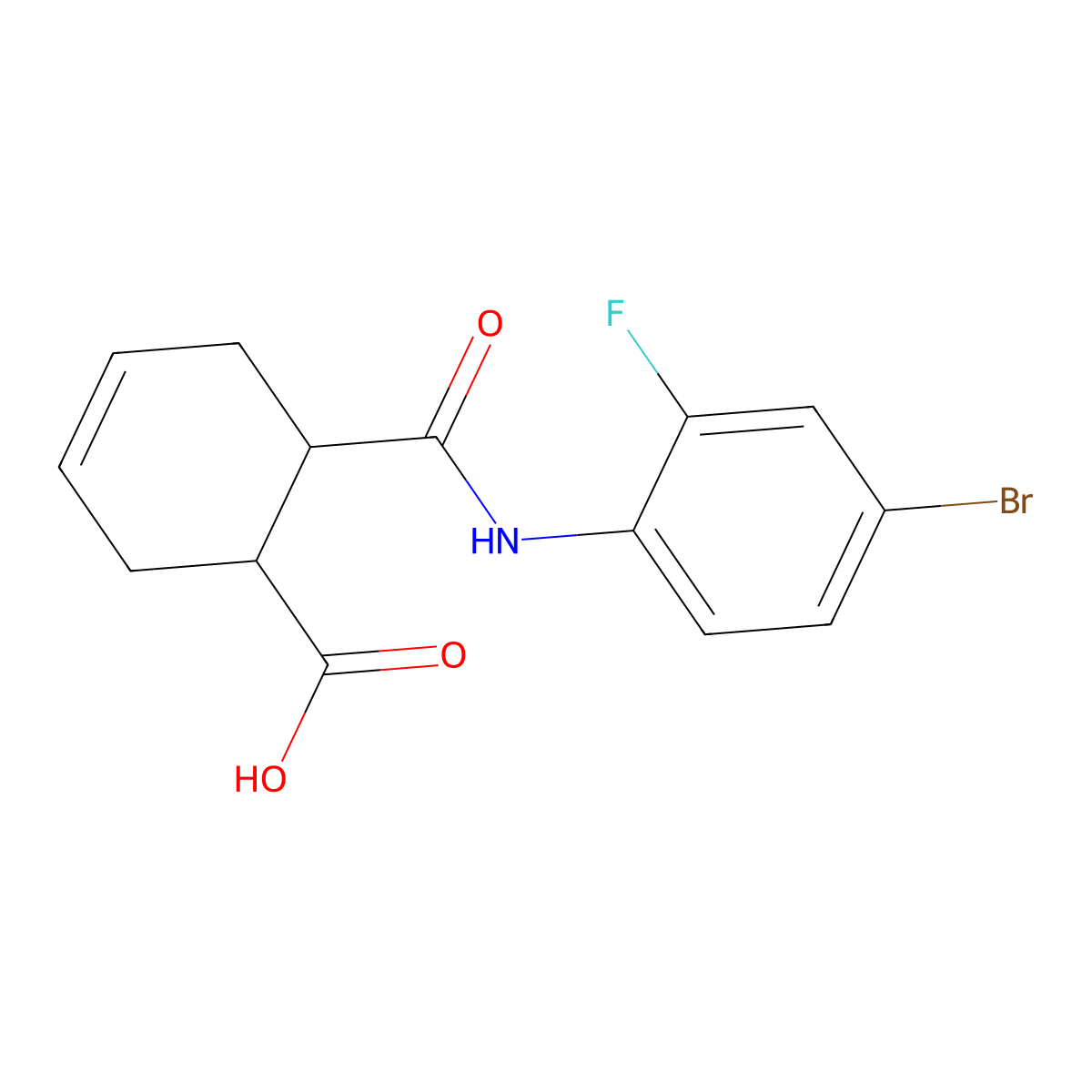 6-[(4-Bromo-2-fluorophenyl)carbamoyl]cyclohex-3-ene-1-carboxylic acid molecular structure, CAS 438612-70-5