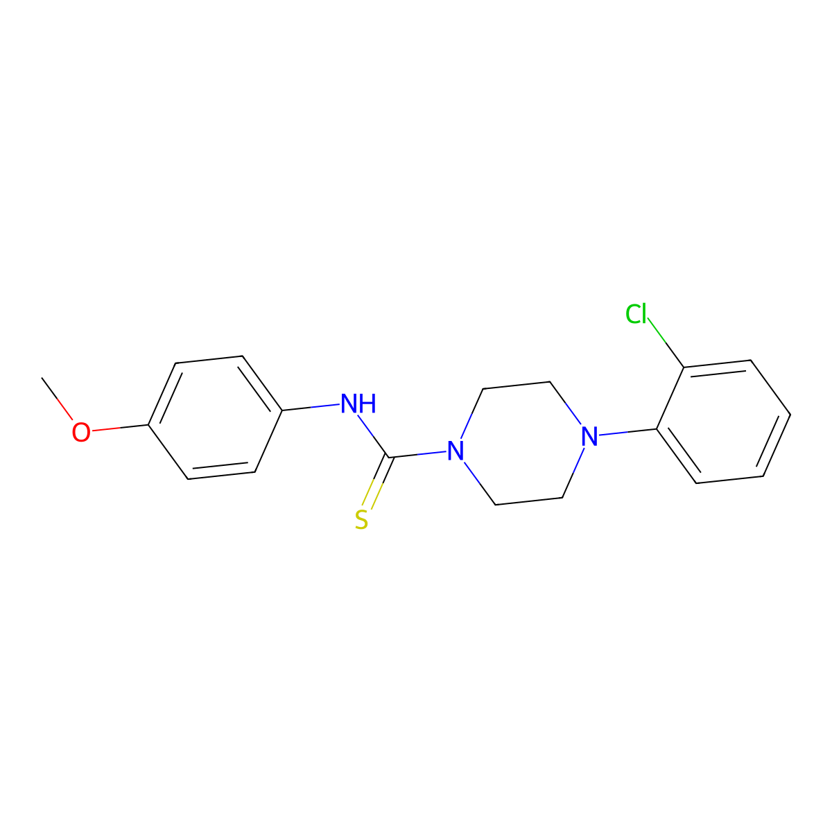 4-(2-chlorophenyl)-N-(4-methoxyphenyl)piperazine-1-carbothioamide molecular structure, CAS 438612-77-2