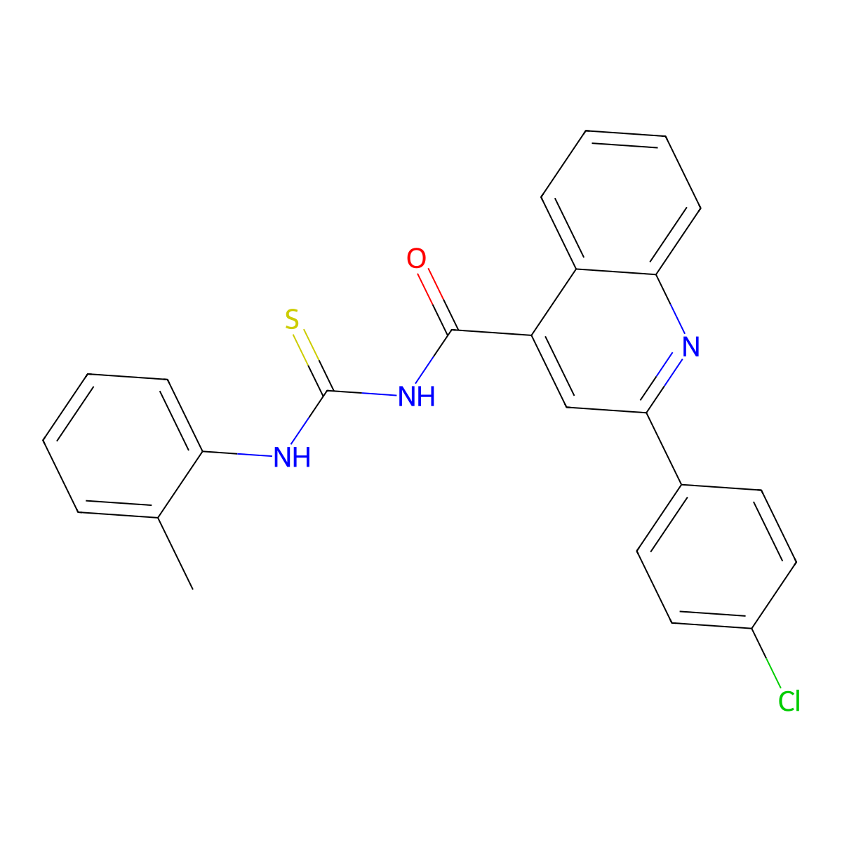 2-(4-chlorophenyl)-N-[(2-methylphenyl)carbamothioyl]quinoline-4-carboxamide molecular structure, CAS 438612-90-9