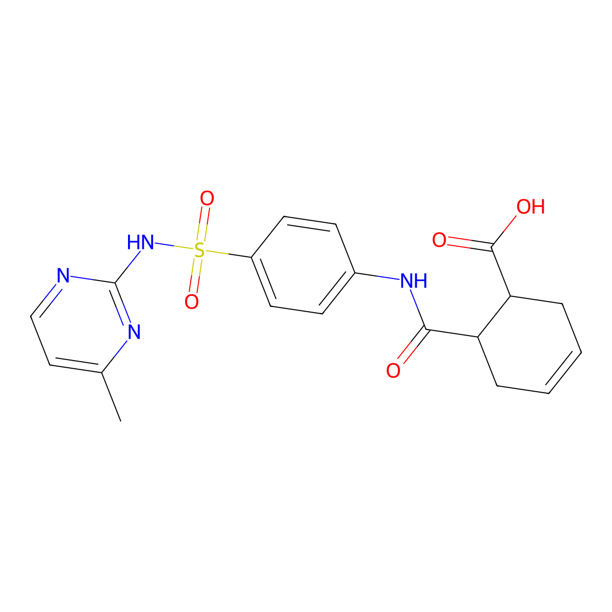 6-({4-[(4-Methylpyrimidin-2-yl)sulfamoyl]phenyl}carbamoyl)cyclohex-3-ene-1-carboxylic acid molecular structure, CAS 438612-91-0