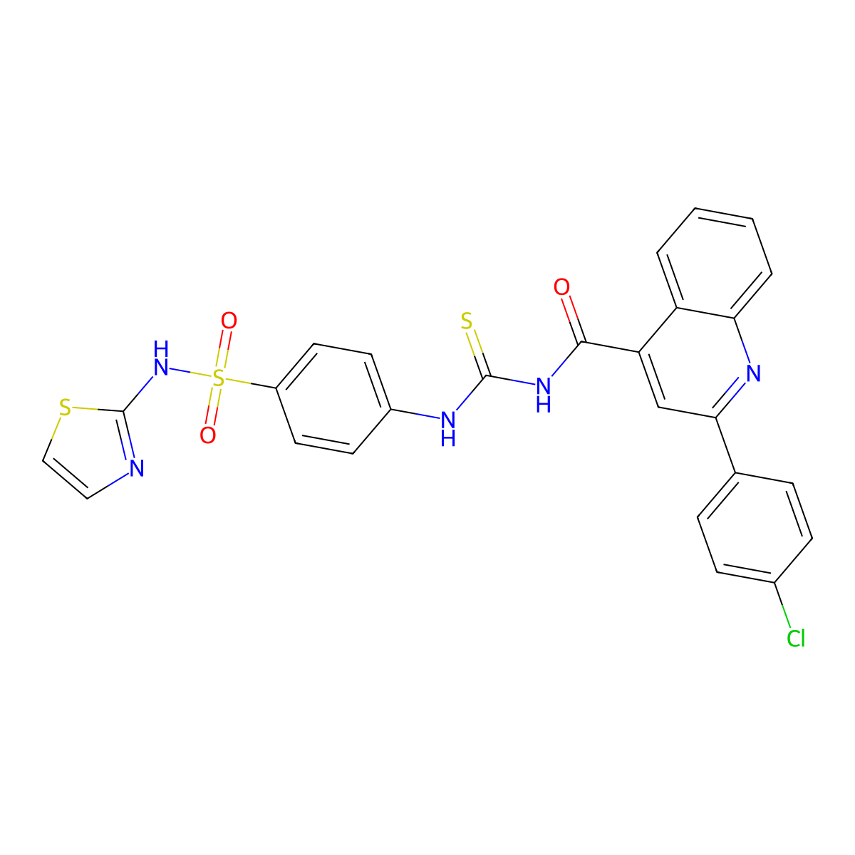 2-(4-chlorophenyl)-N-[[4-(1,3-thiazol-2-ylsulfamoyl)phenyl]carbamothioyl]quinoline-4-carboxamide molecular structure, CAS 438612-96-5
