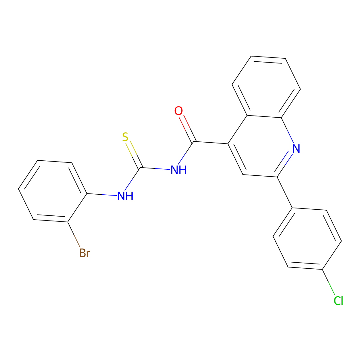 N-[(2-bromophenyl)carbamothioyl]-2-(4-chlorophenyl)quinoline-4-carboxamide molecular structure, CAS 438613-00-4