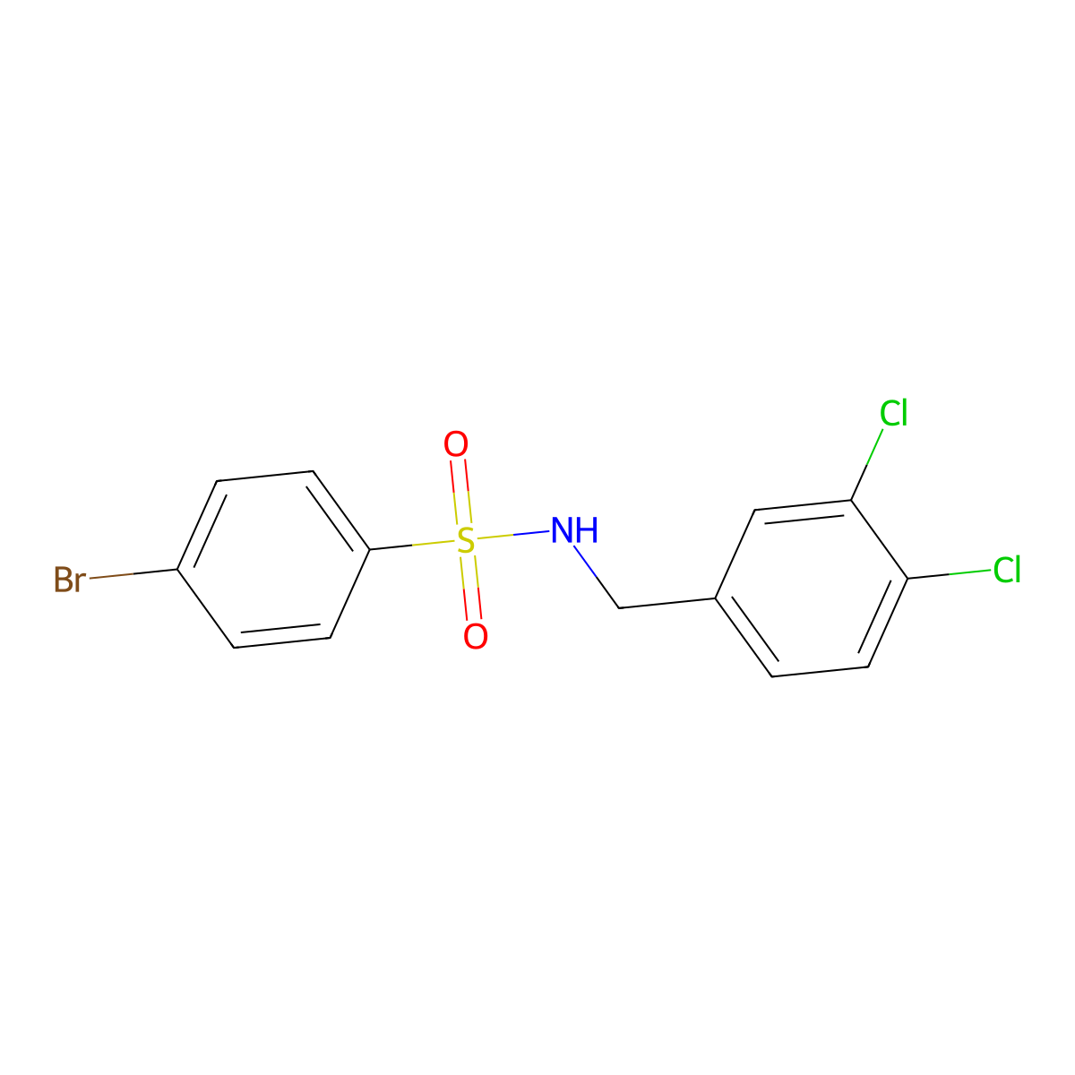 4-bromo-N-(3,4-dichlorobenzyl)benzenesulfonamide molecular structure, CAS 438613-01-5
