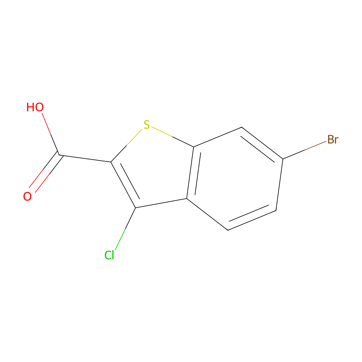 6-Bromo-3-chloro-1-benzothiophene-2-carboxylic acid molecular structure, CAS 438613-29-7