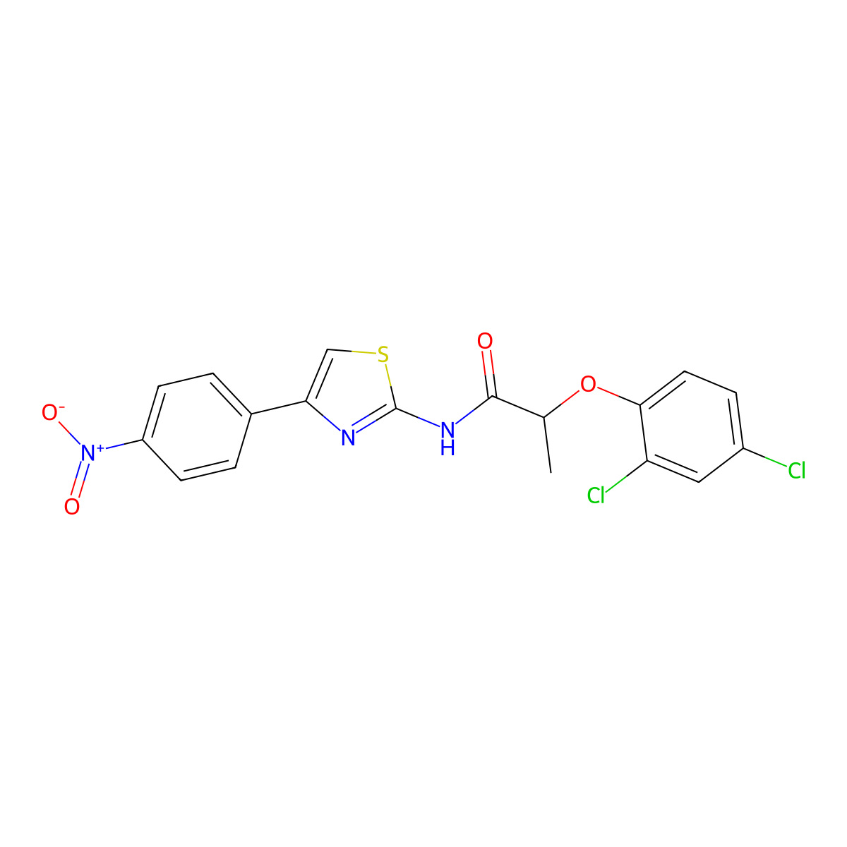 2-(2,4-dichlorophenoxy)-N-[4-(4-nitrophenyl)-1,3-thiazol-2-yl]propanamide molecular structure, CAS 438613-33-3